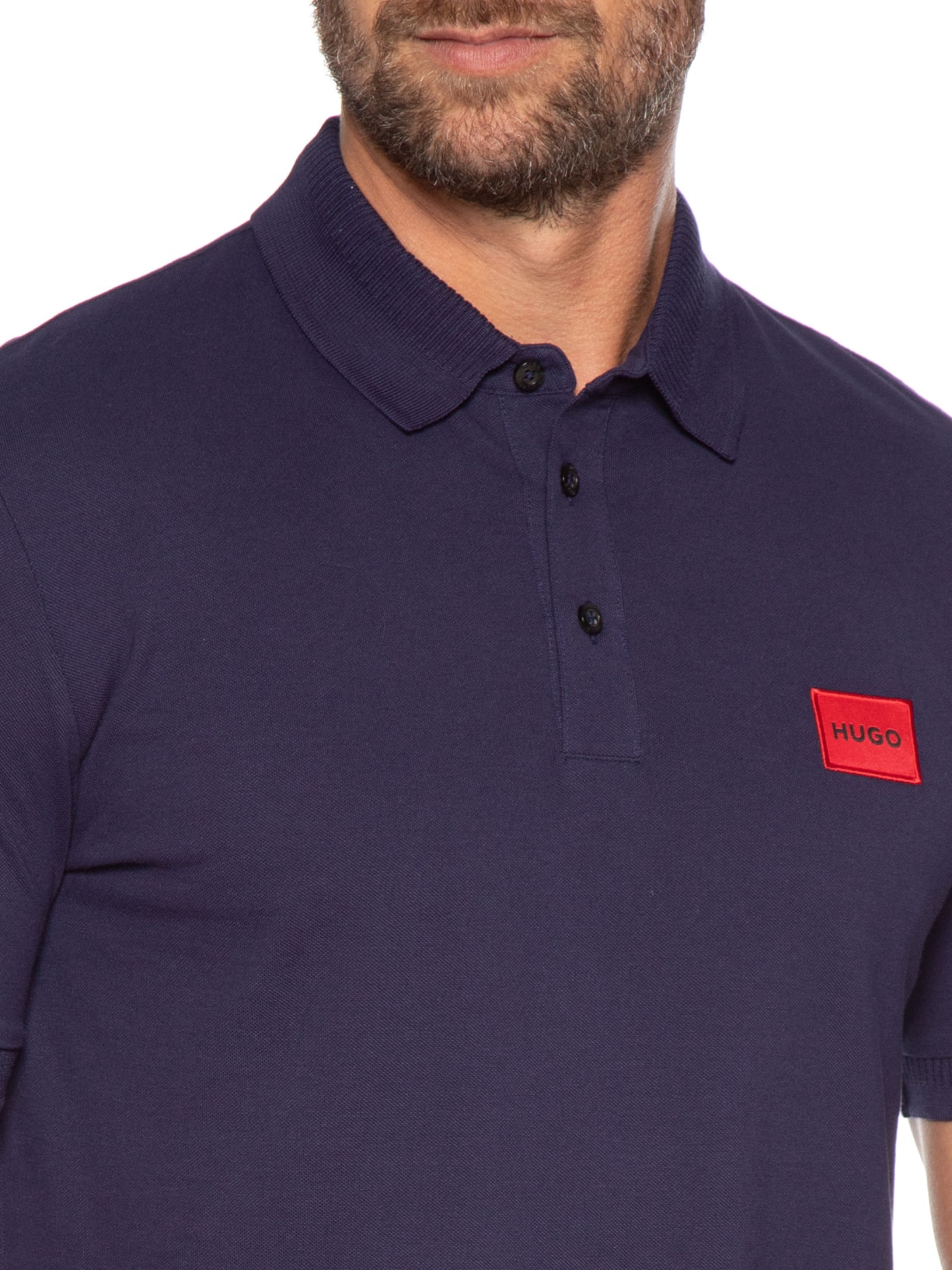 Polo Masculina Manga Curta Dereso Azul Hugo