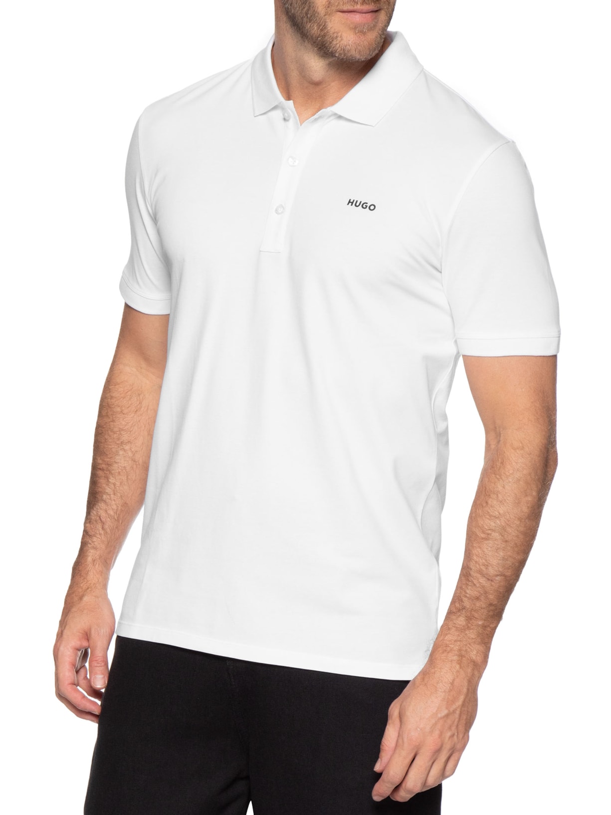 Polo Masculina Manga Curta Dinos Branco Hugo