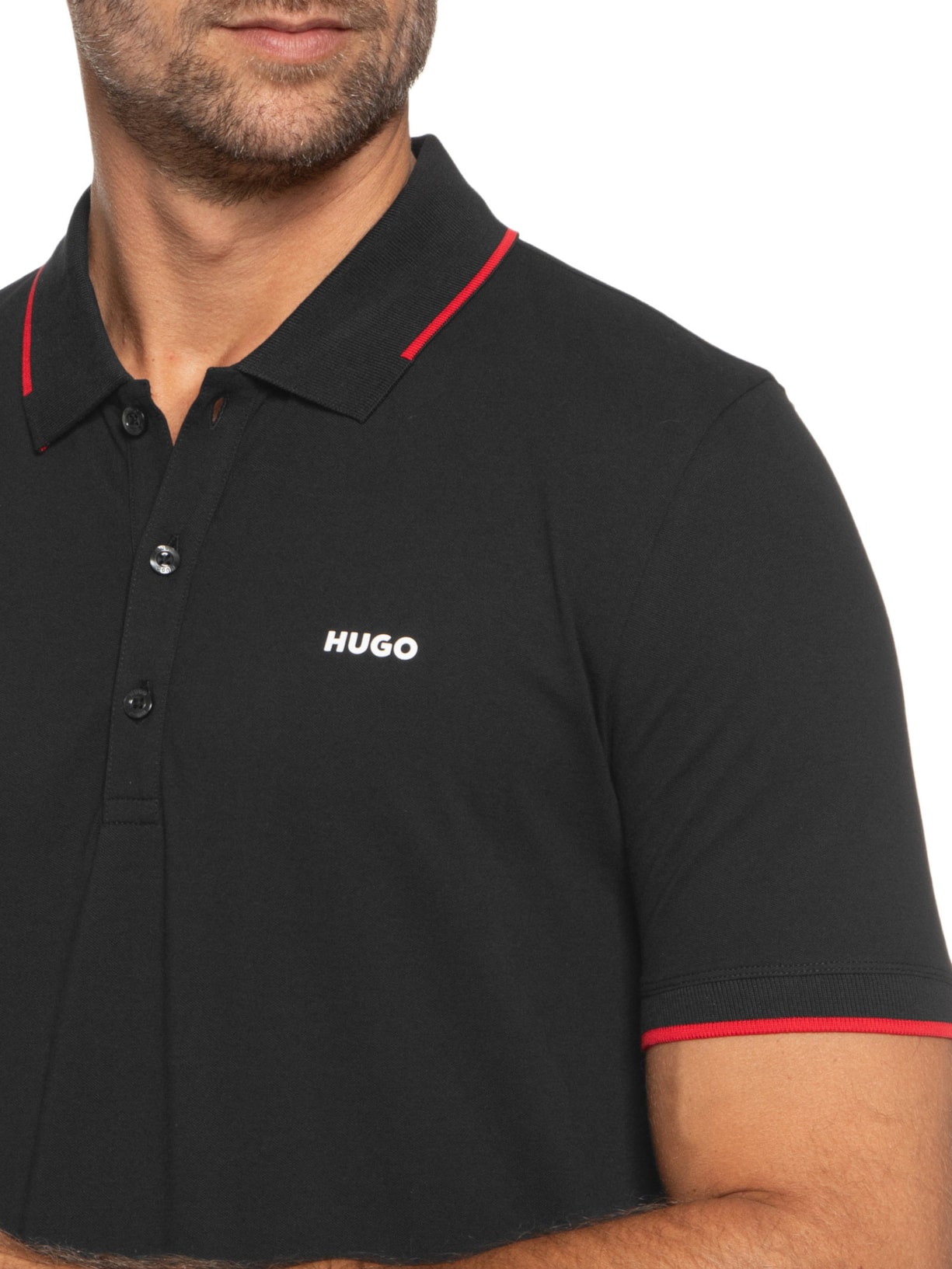 Polo Masculina Manga Curta Dinoso222 Preto Hugo