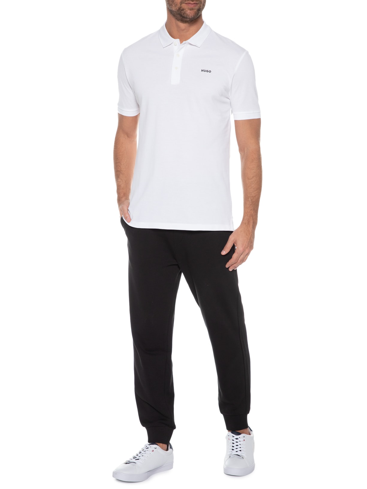 Polo Masculina Manga Curta Donos 222 Branco Hugo