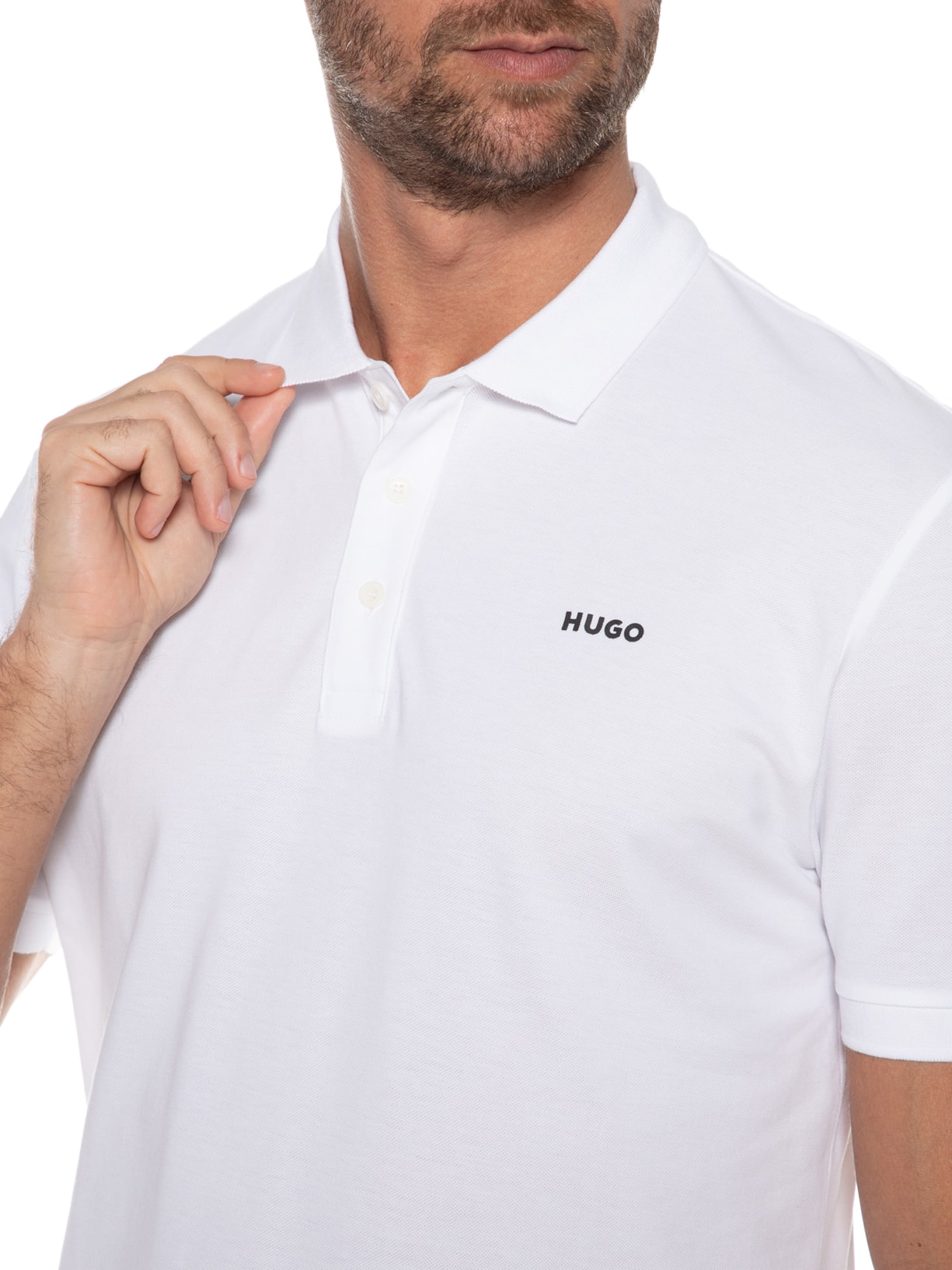 Polo Masculina Manga Curta Donos 222 Branco Hugo