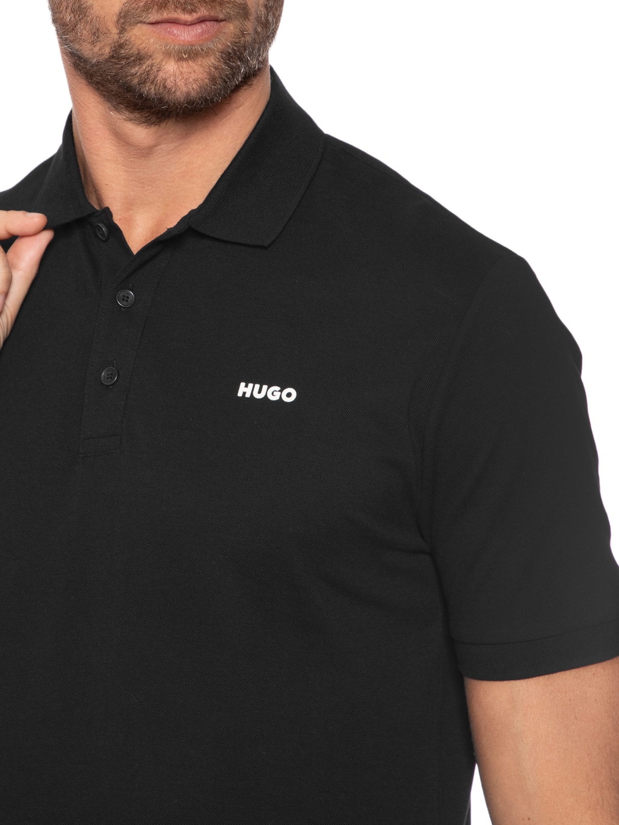 Polo Masculina Manga Curta Donos 222 Preto Hugo