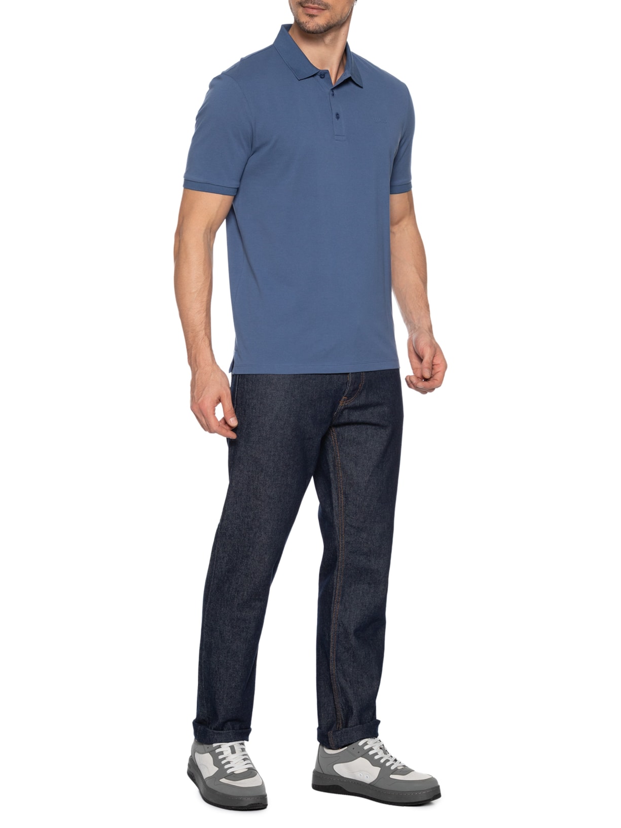Polo Masculina Manga Curta Donos222 Azul Hugo