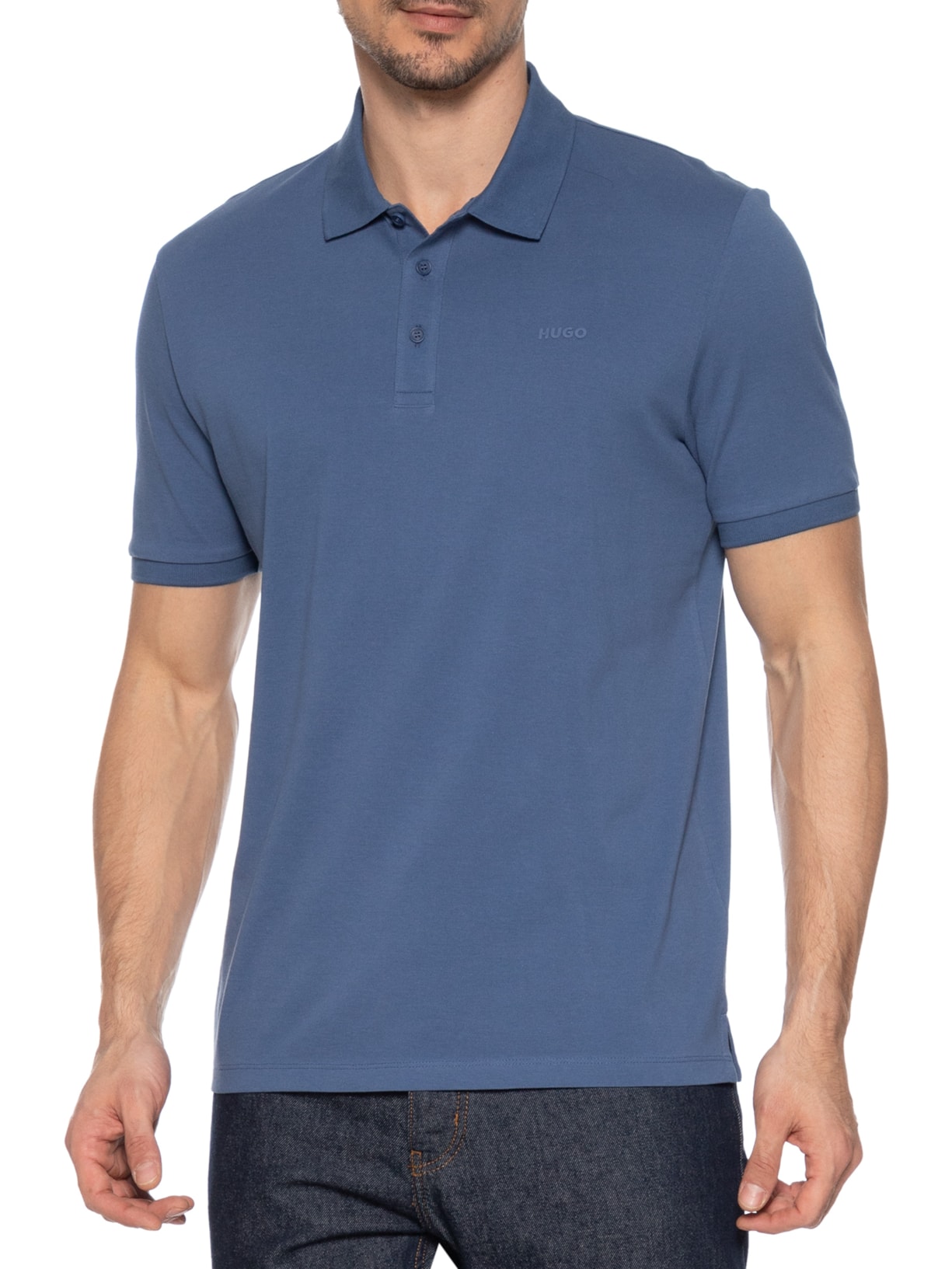 Polo Masculina Manga Curta Donos222 Azul Hugo