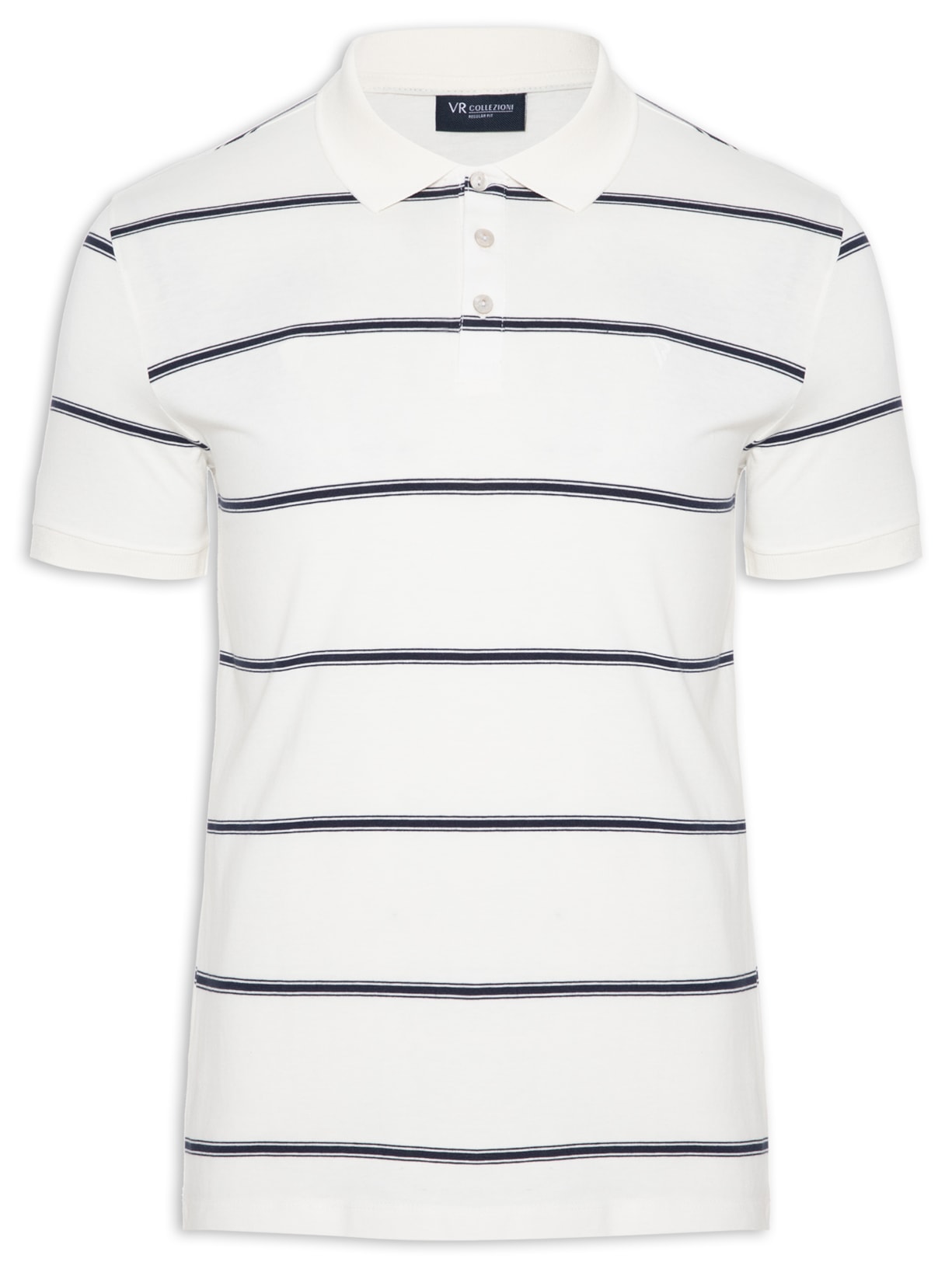 Polo Masculina Manga Curta Dutti Stripe - Off White