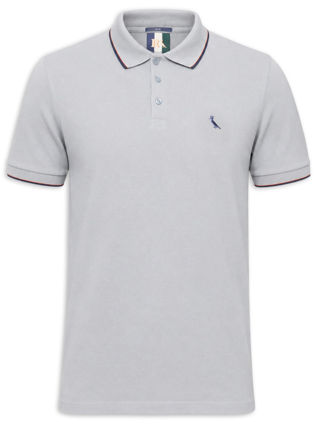 Polo Masculina Manga Curta Enxuto Novo Friso Cinza Reserva