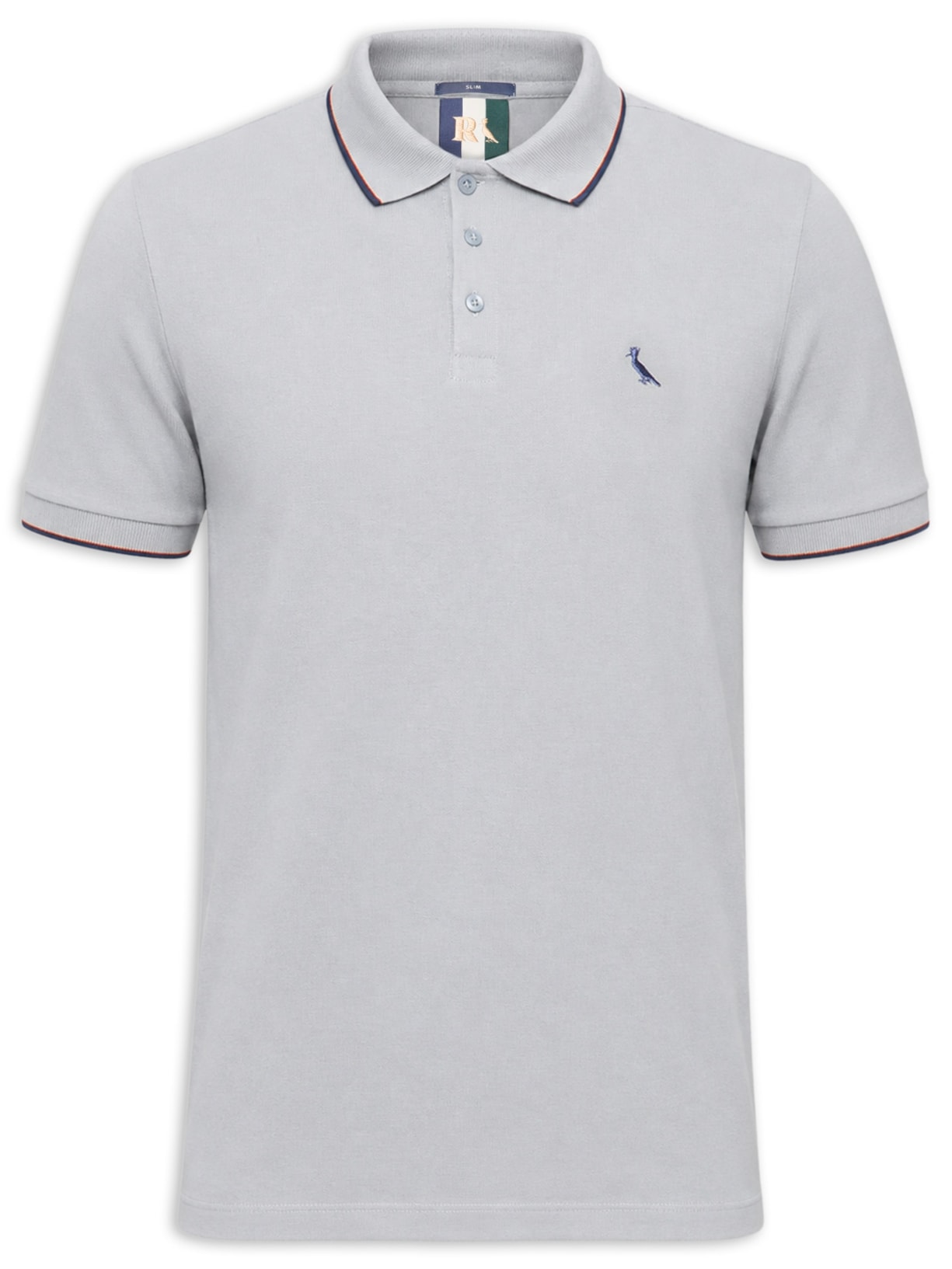 Polo Masculina Manga Curta Enxuto Novo Friso Cinza Reserva