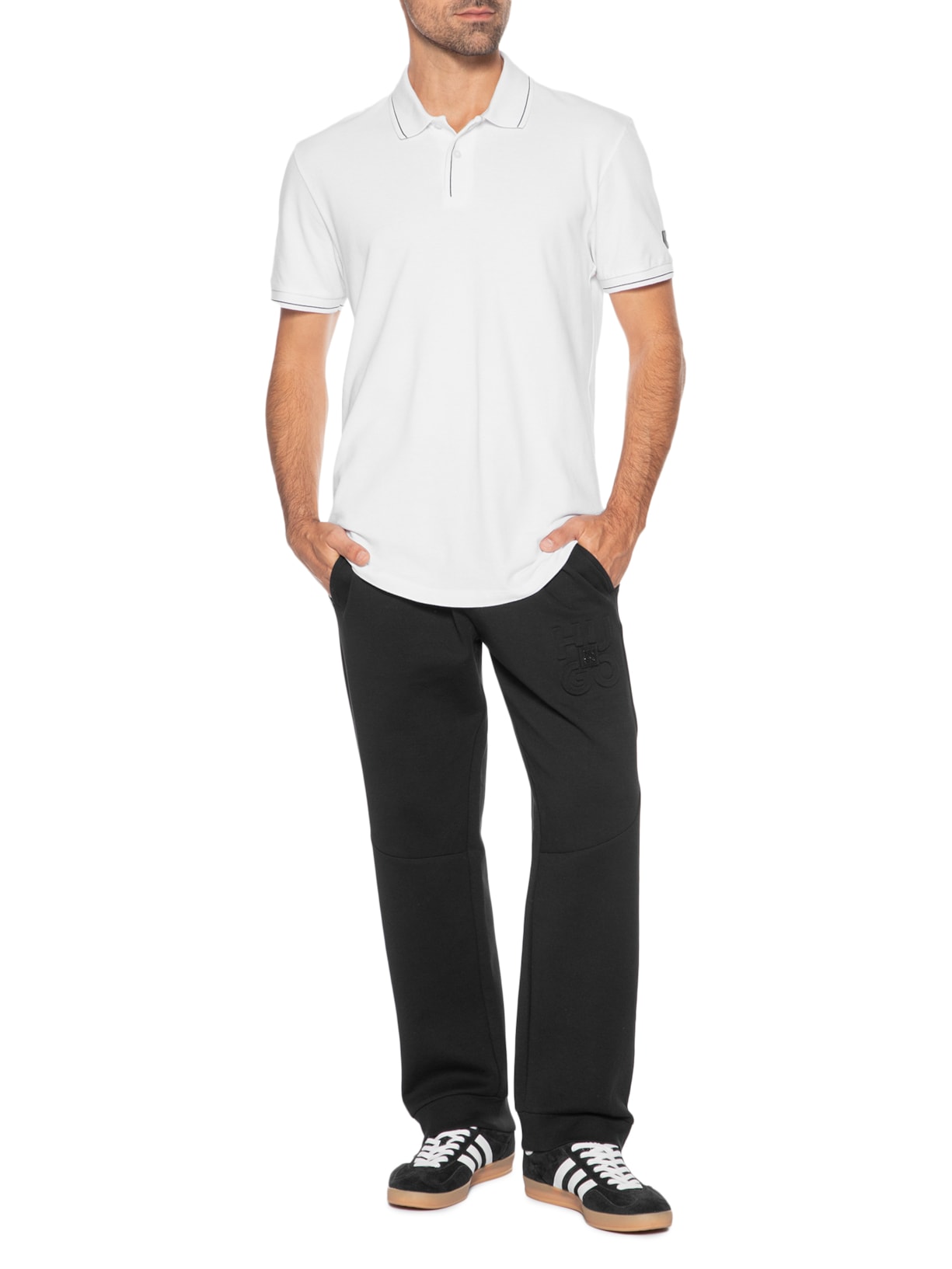 Polo Masculina Manga Curta Etiqueta Branco Calvin Klein Jeans