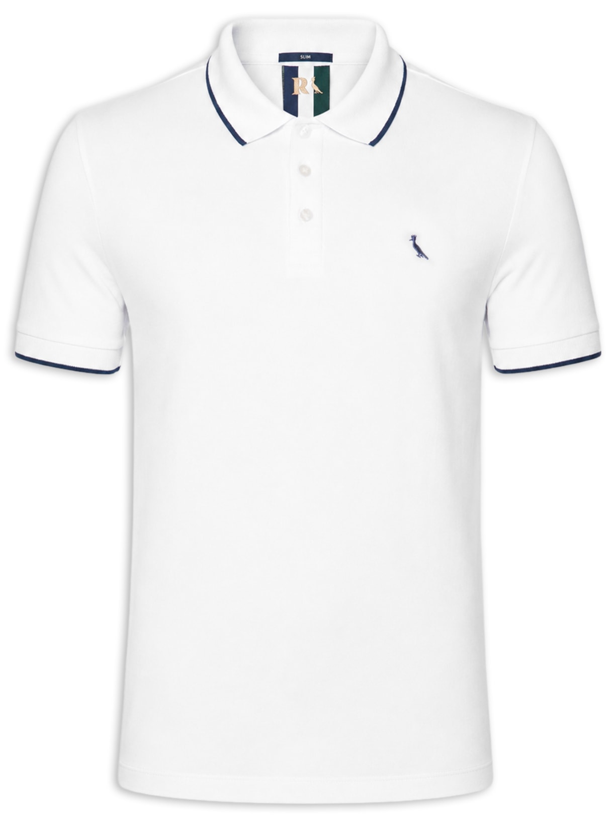 Polo Masculina Manga Curta Exuto Friso Único Branco Reserva