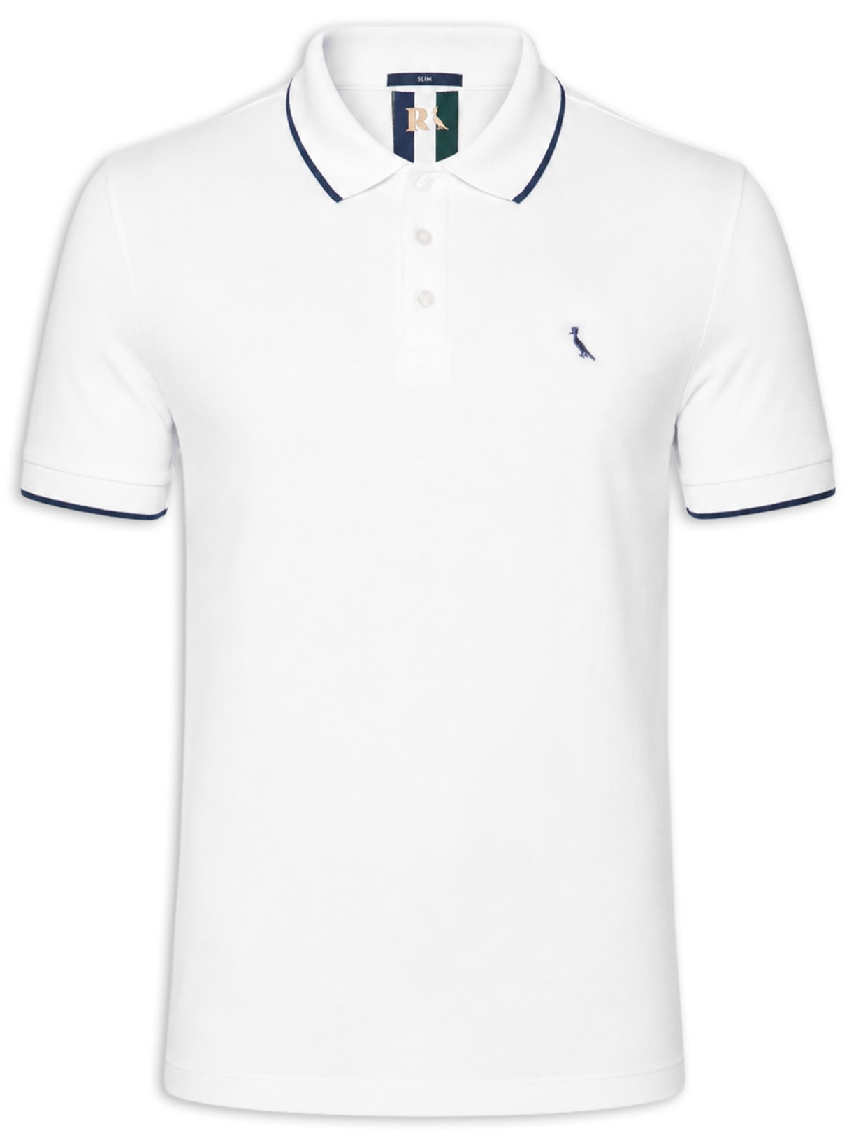 Polo Masculina Manga Curta Exuto Friso Único Branco Reserva