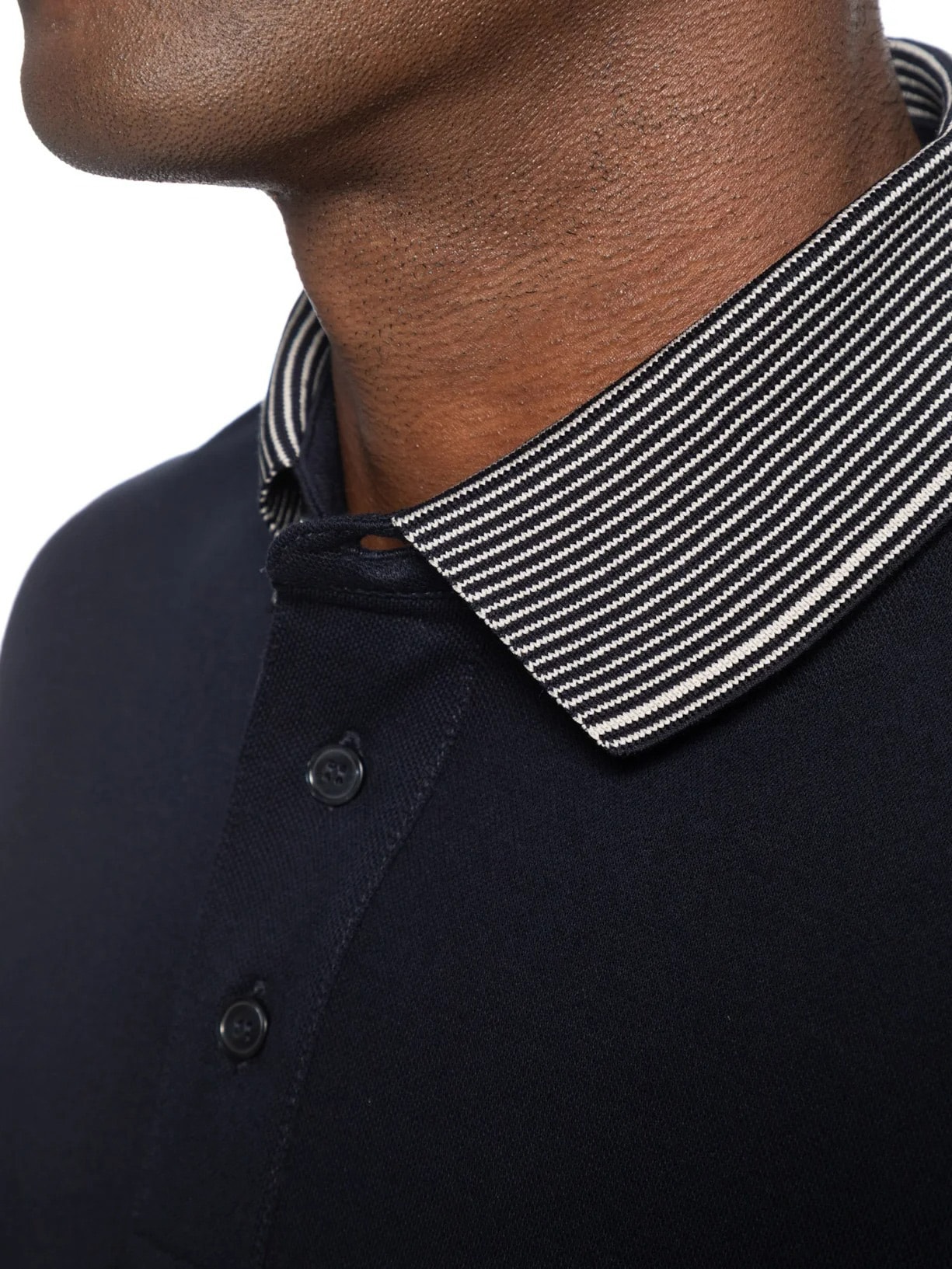 Polo Masculina Manga Curta Friso Listrado Azul Emporio Armani