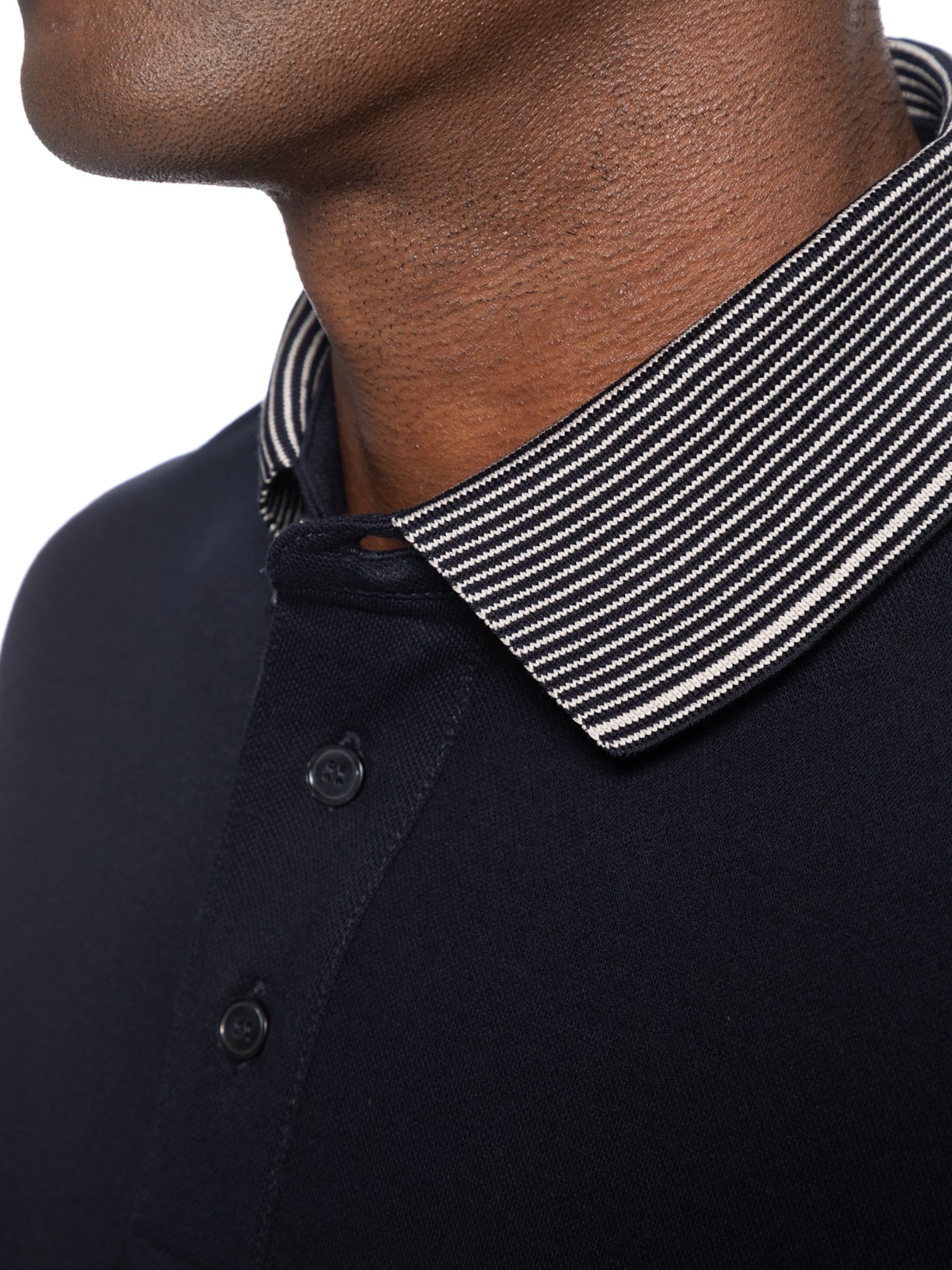 Polo Masculina Manga Curta Friso Listrado Azul Emporio Armani