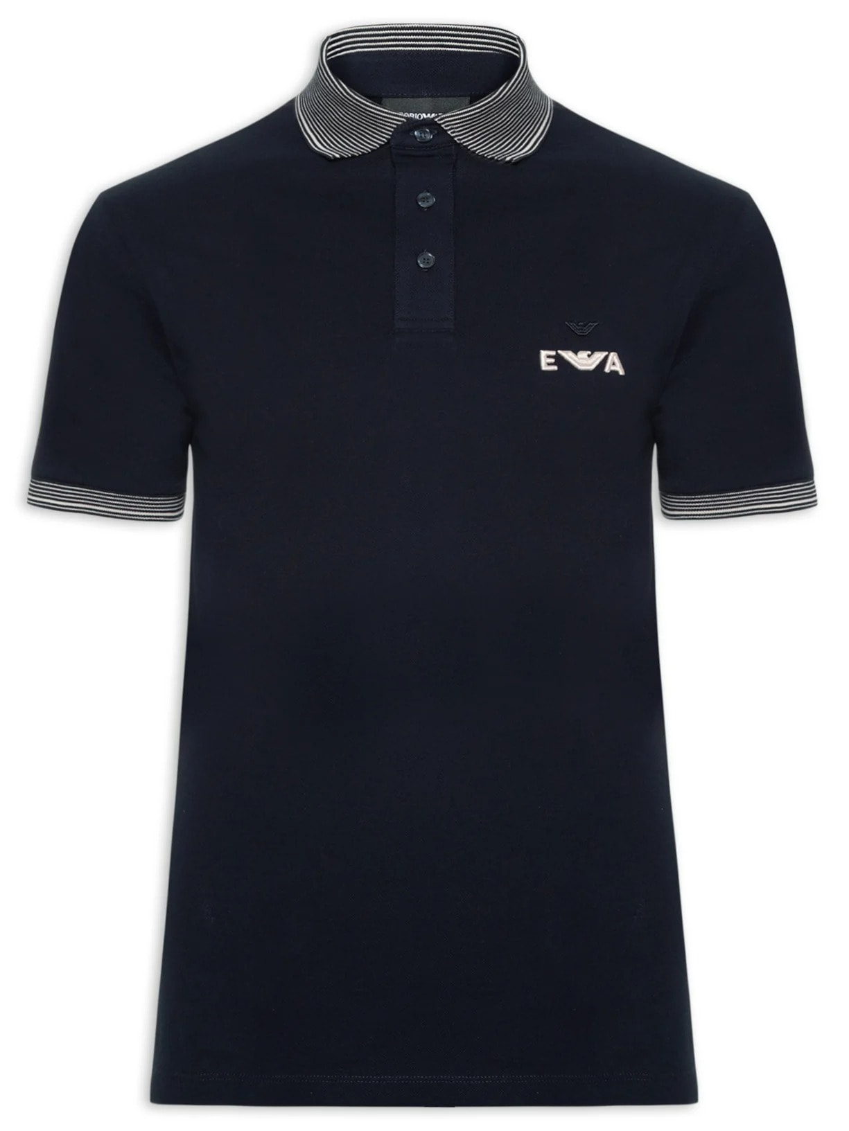 Polo Masculina Manga Curta Friso Listrado - Azul