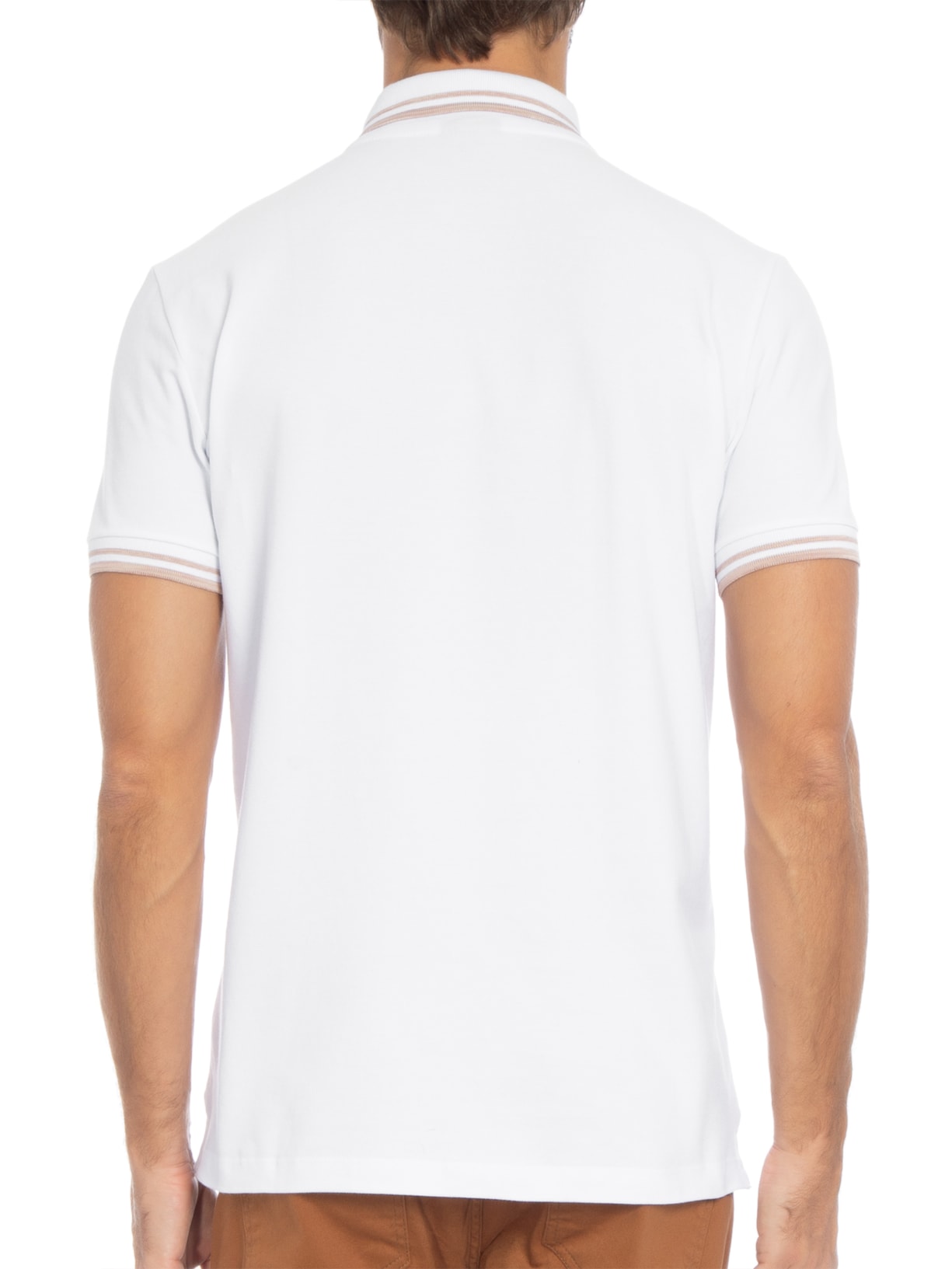 Polo Masculina Manga Curta Friso Rajado Branco Reserva