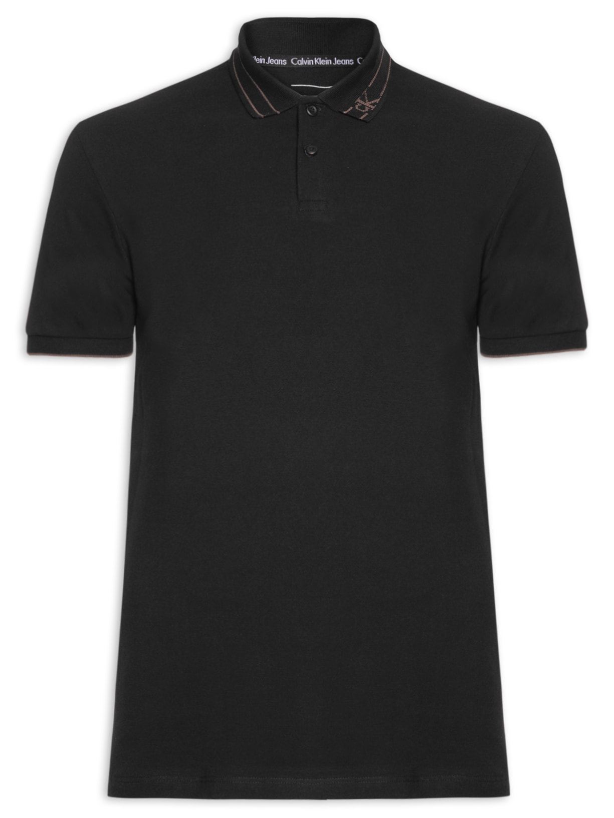 Polo Masculina Manga Curta Frisos Gola - Preto