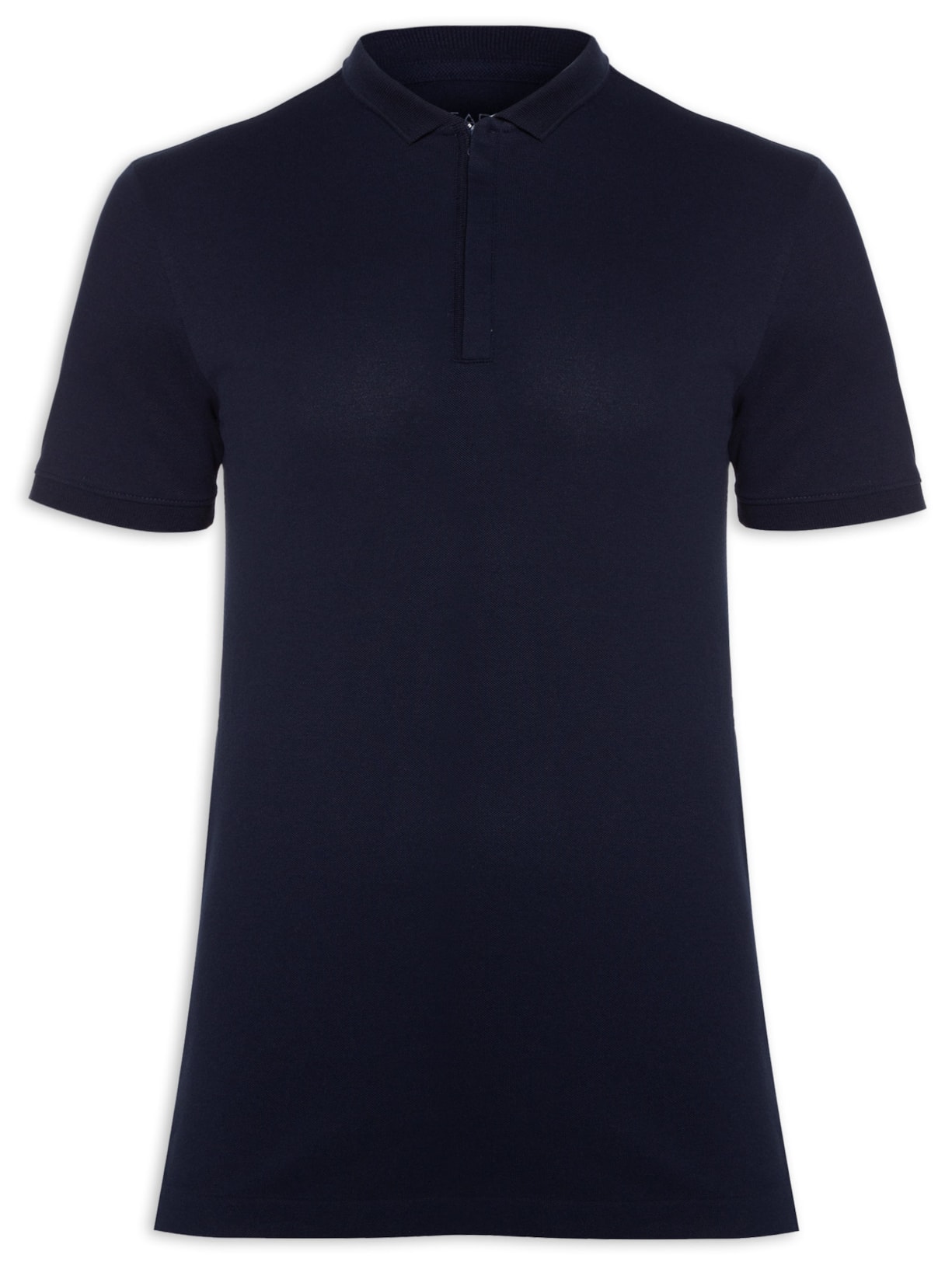 Polo Masculina Manga Curta Gola Estreita Zíper - Azul