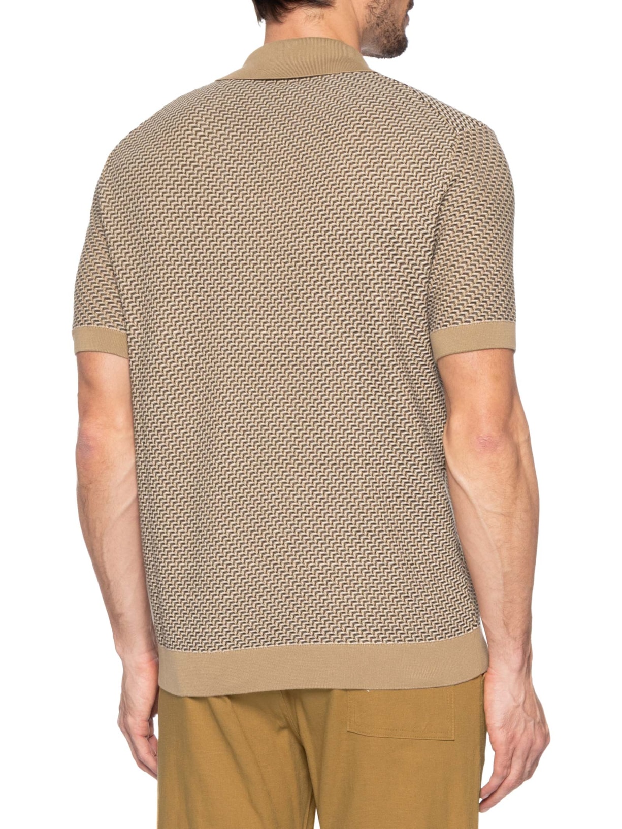 Polo Masculina Manga Curta H-Lomare Bege Boss