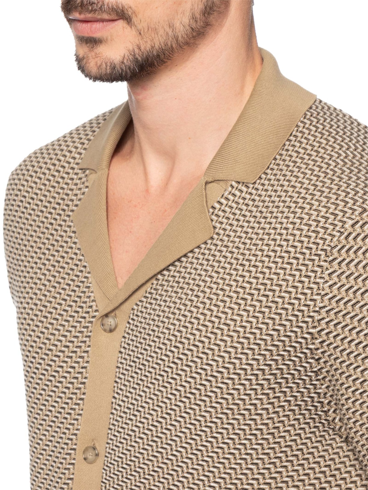 Polo Masculina Manga Curta H-Lomare Bege Boss