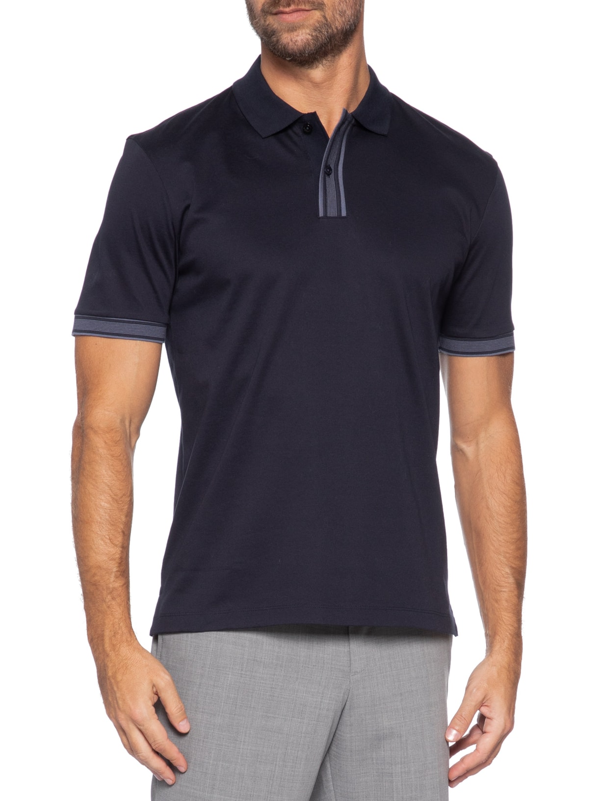 Pólo Masculina Manga Curta H-Parlay Azul Boss
