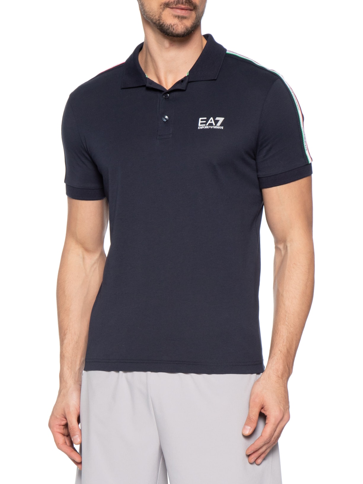 Polo Masculina Manga Curta Italian Spiri Azul Ea7 Emporio Armani
