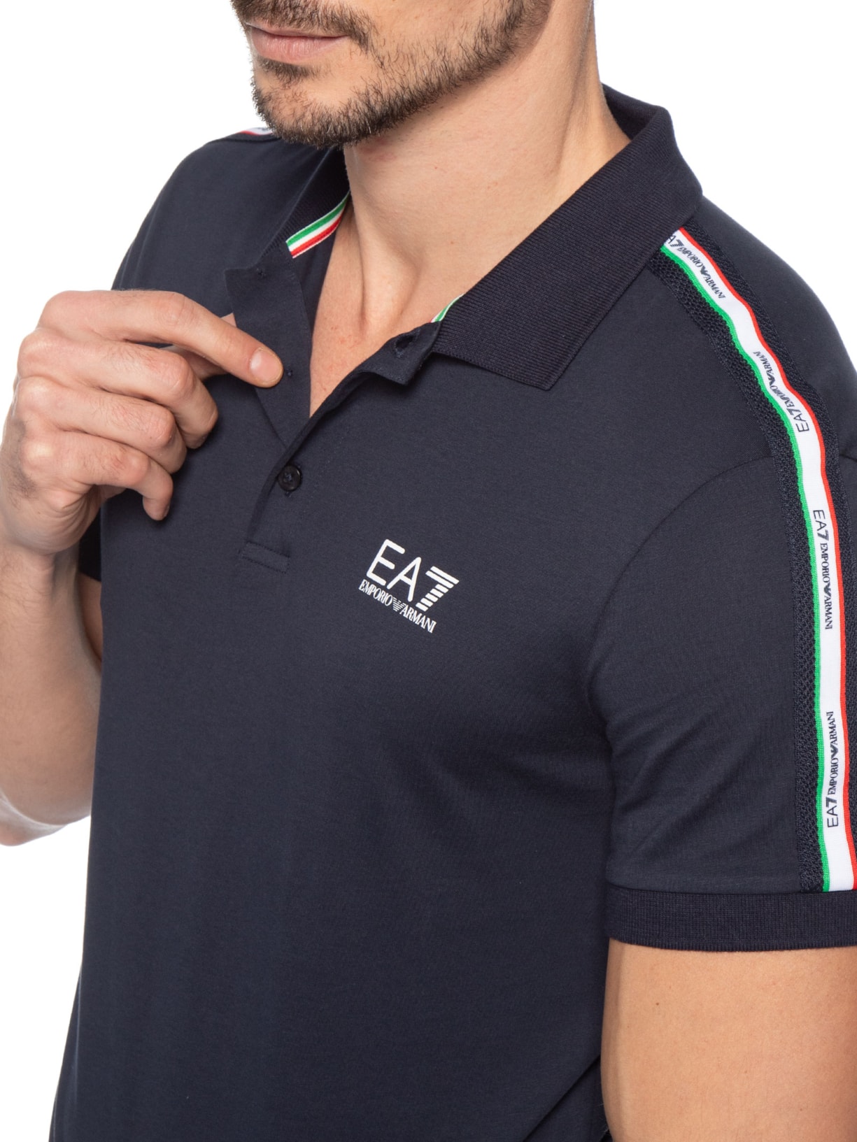 Polo Masculina Manga Curta Italian Spiri Azul Ea7 Emporio Armani
