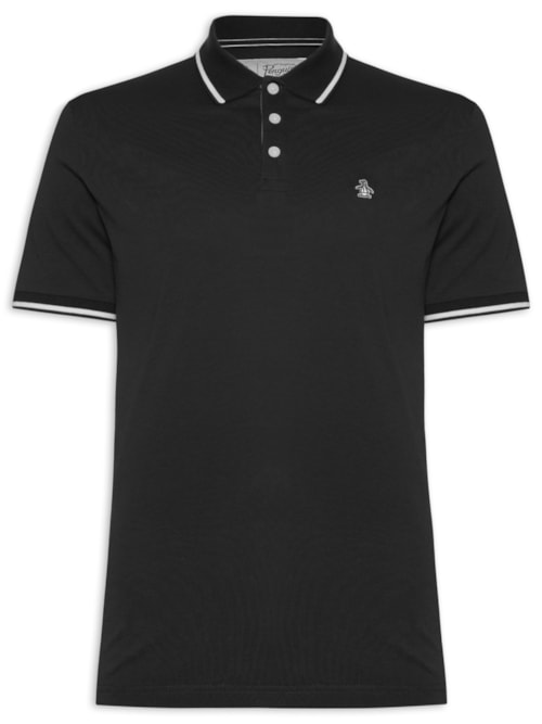 Polo Masculina Manga Curta Jersey Lisa - Preto