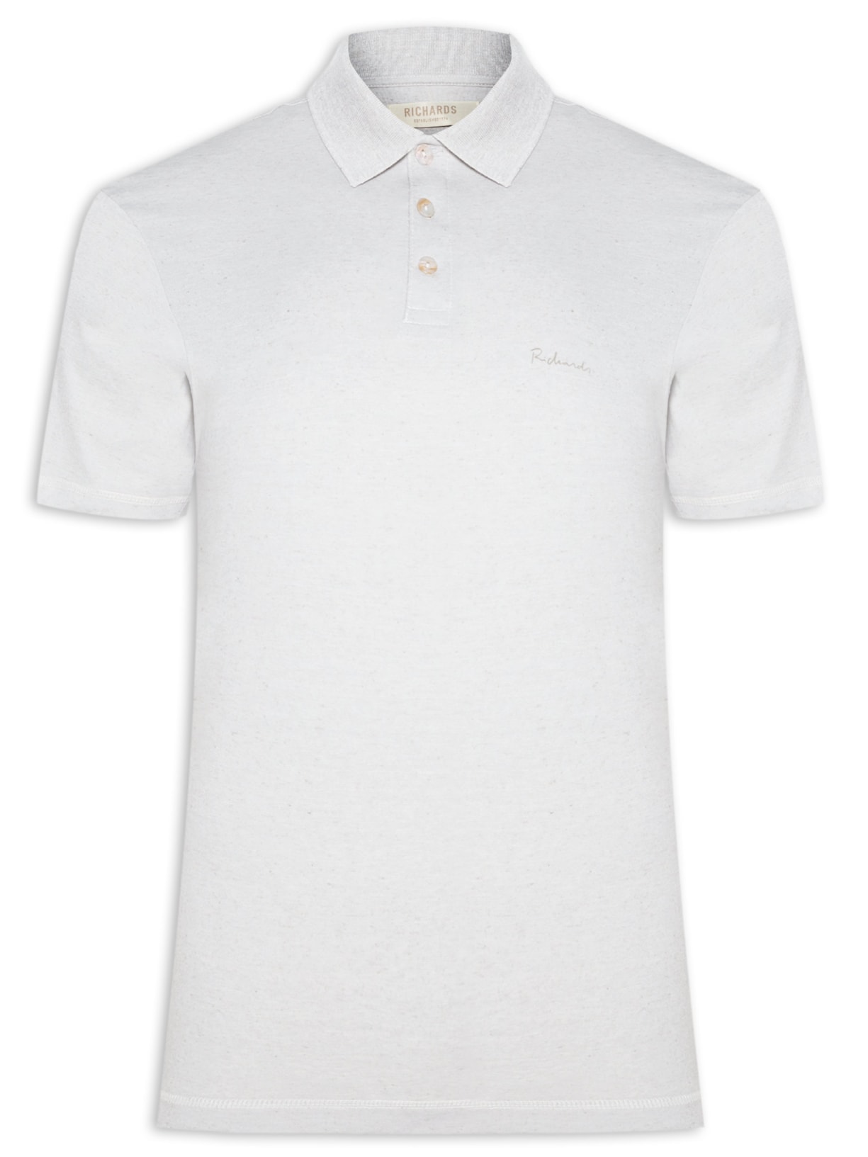 Polo Masculina Manga Curta Linen Basic - Cinza