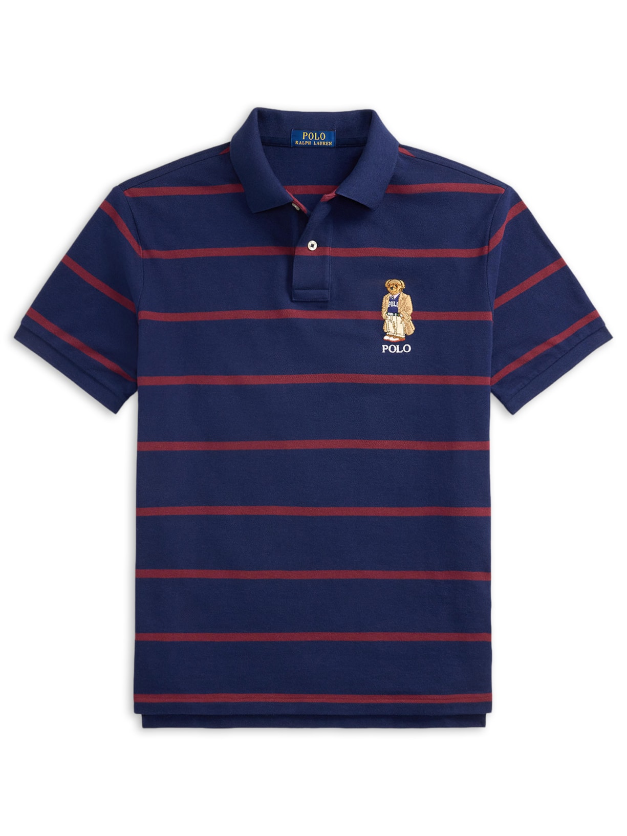 Polo Masculina Manga Curta Listras Bear - Azul