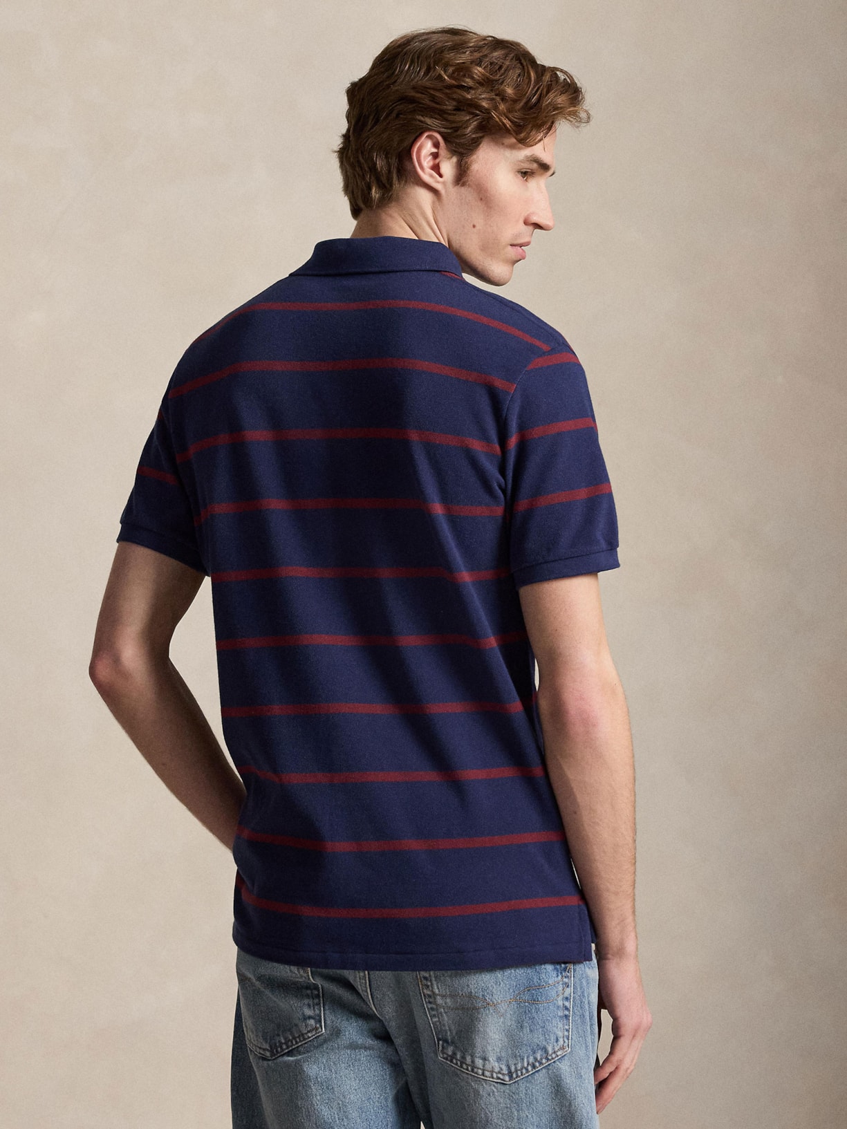 Polo Masculina Manga Curta Listras Bear Azul Polo Ralph Lauren