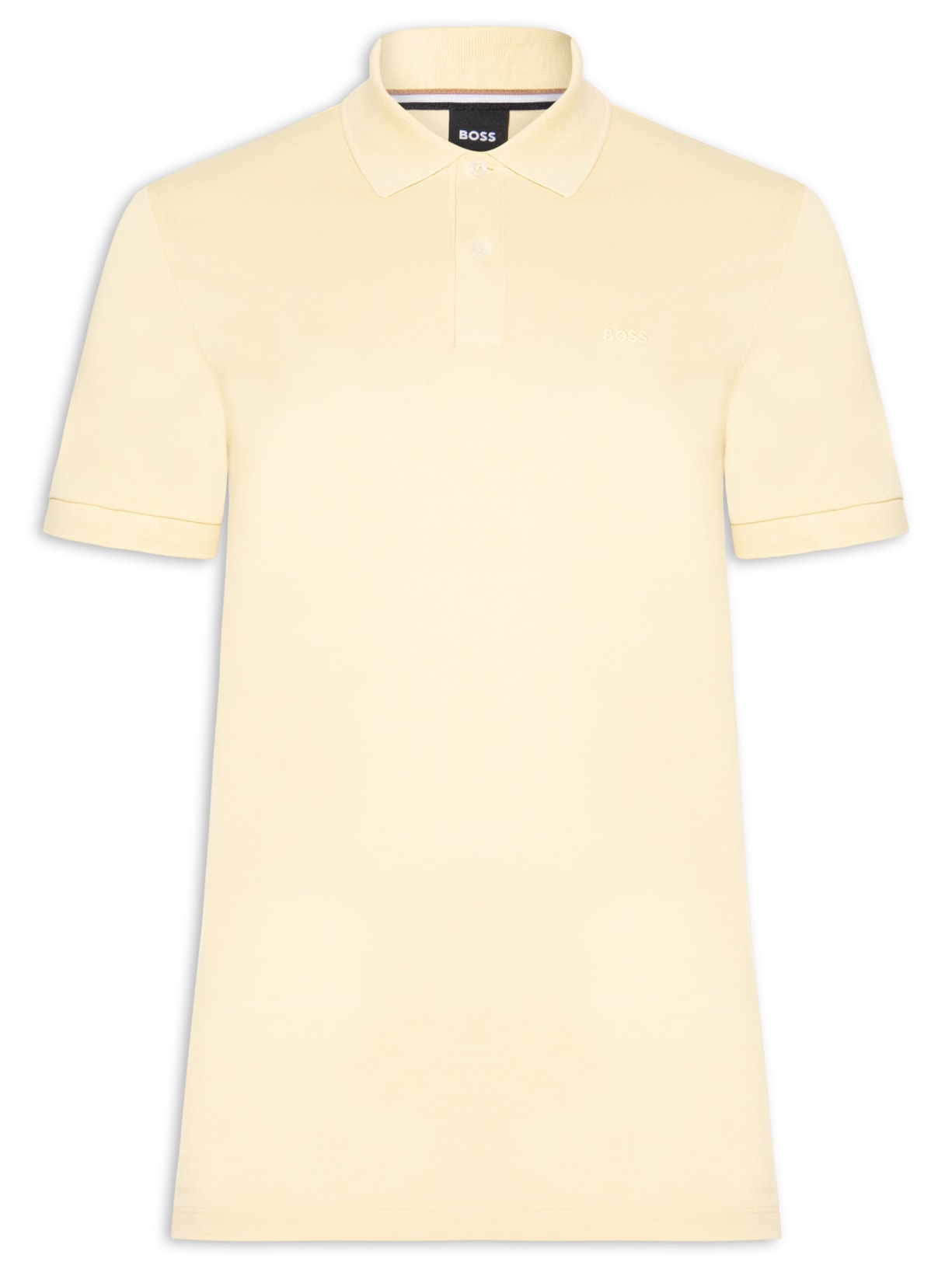 Polo Masculina Manga Curta Logo Bordado Amarelo Boss
