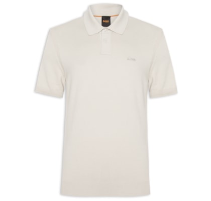 Polo Masculina Manga Curta Logo Bordado Asac - Bege