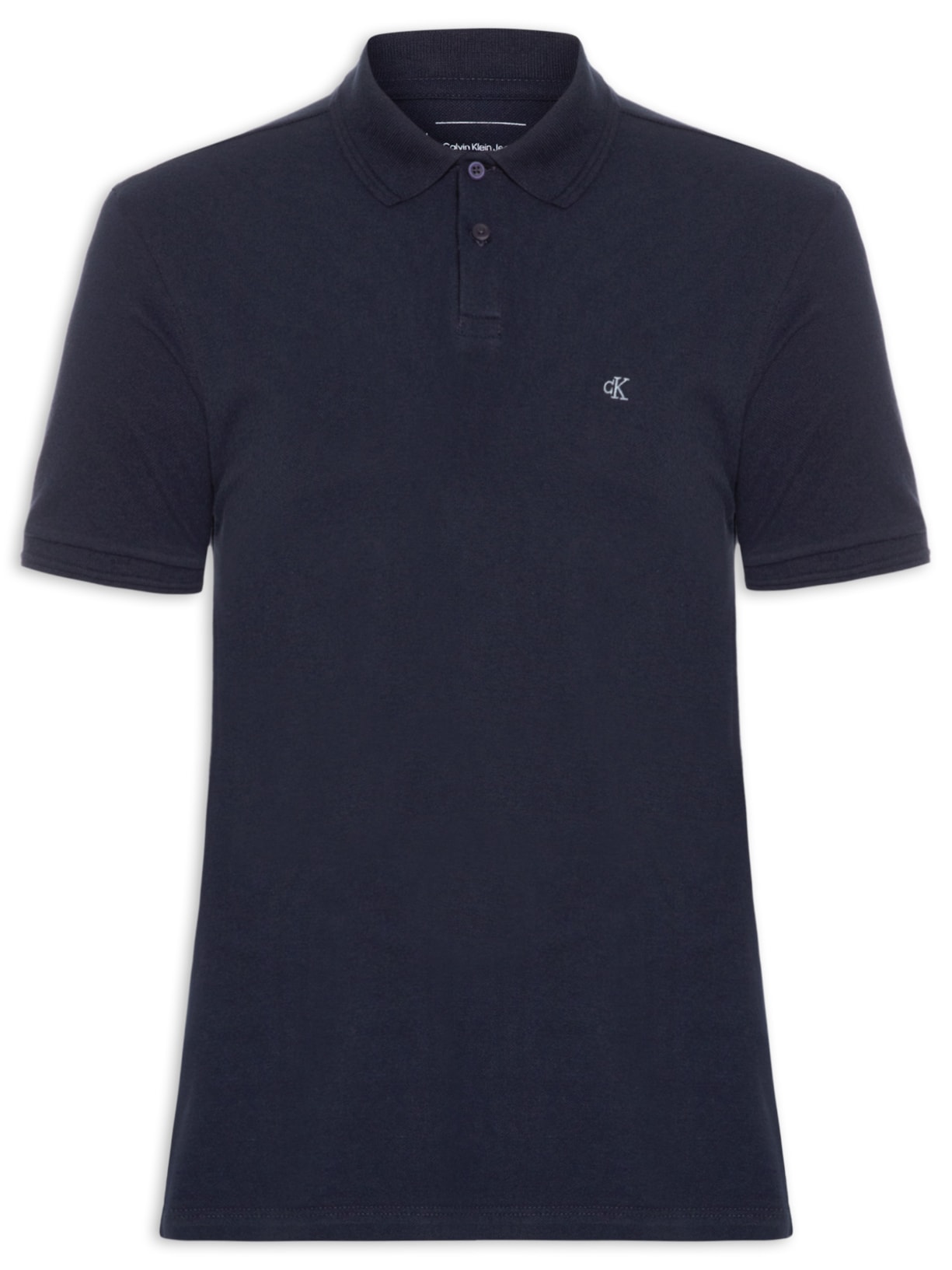 Polo Masculina Manga Curta Logo Bordado Azul Calvin Klein Jeans