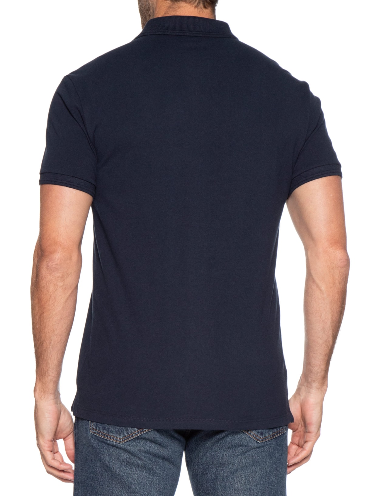 Polo Masculina Manga Curta Logo Bordado Azul Calvin Klein Jeans
