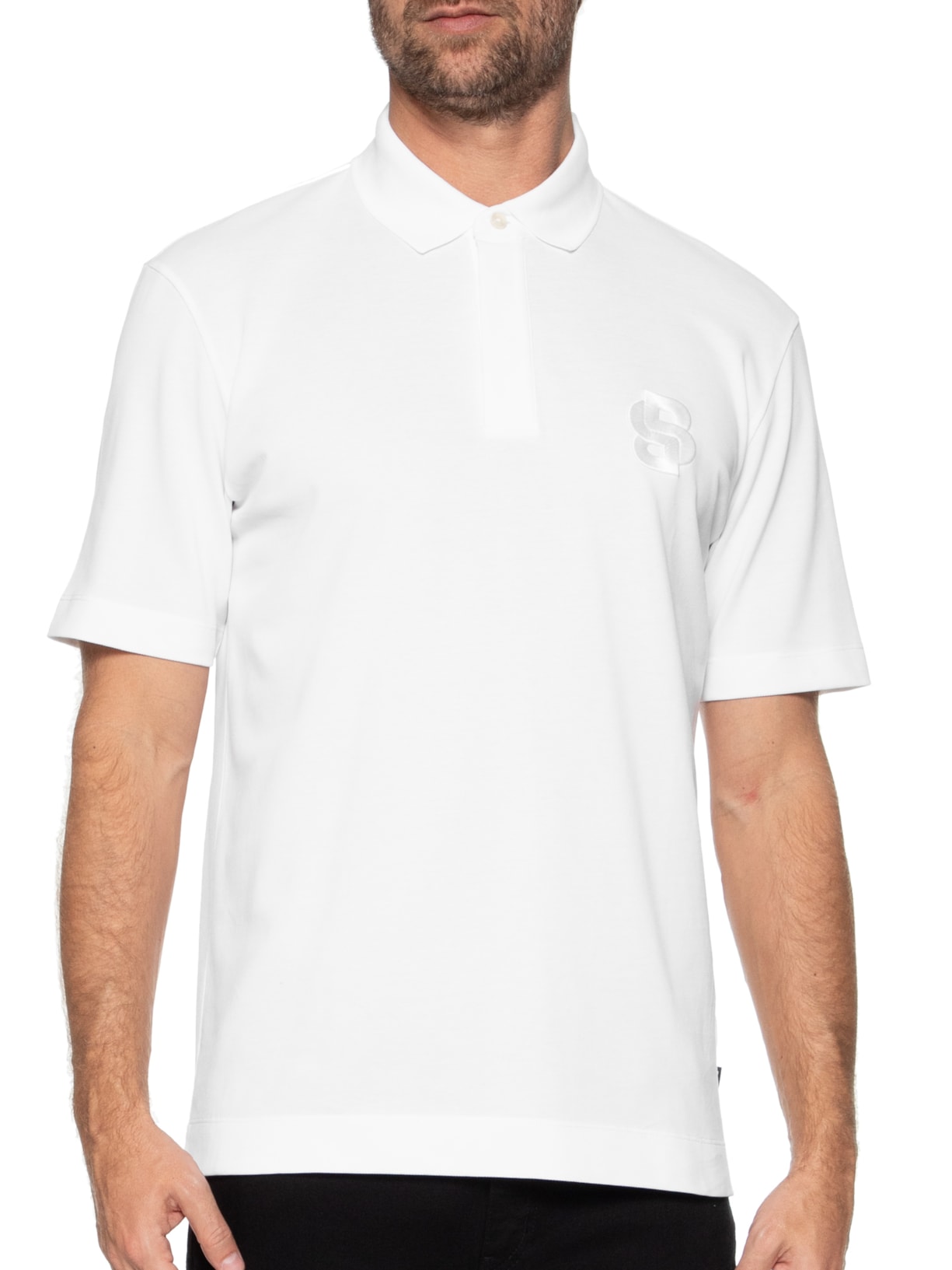 Polo Masculina Manga Curta Logo Bordado C-Payto 23 Branco Boss