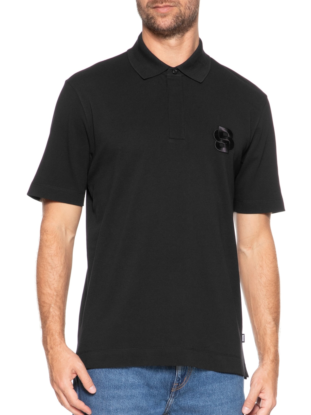 Polo Masculina Manga Curta Logo Bordado C-Payto 23 Preto Boss