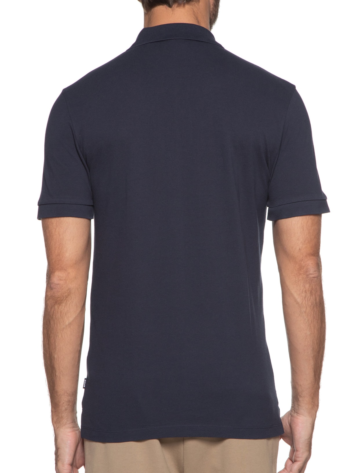 Polo Masculina Manga Curta Logo Bordado Pallas Azul Boss