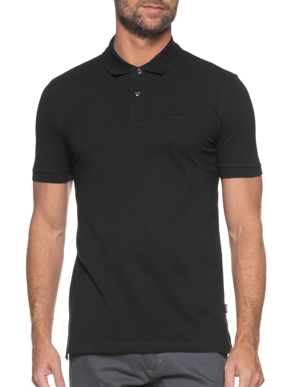 Polo Masculina Manga Curta Logo Bordado Pallas Regular fit  Preto Boss