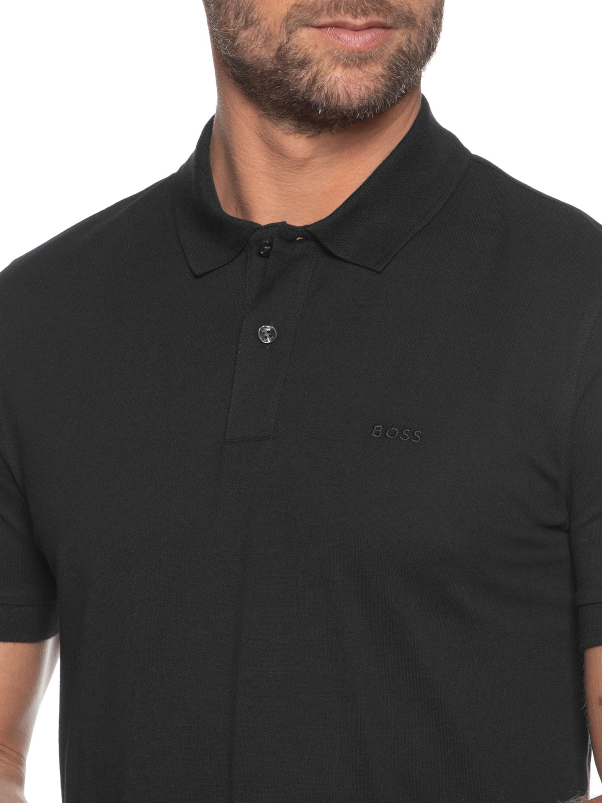 Polo Masculina Manga Curta Logo Bordado Pallas Regular fit  Preto Boss