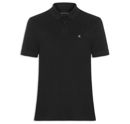 Polo Masculina Manga Curta Logo Bordado - Preto
