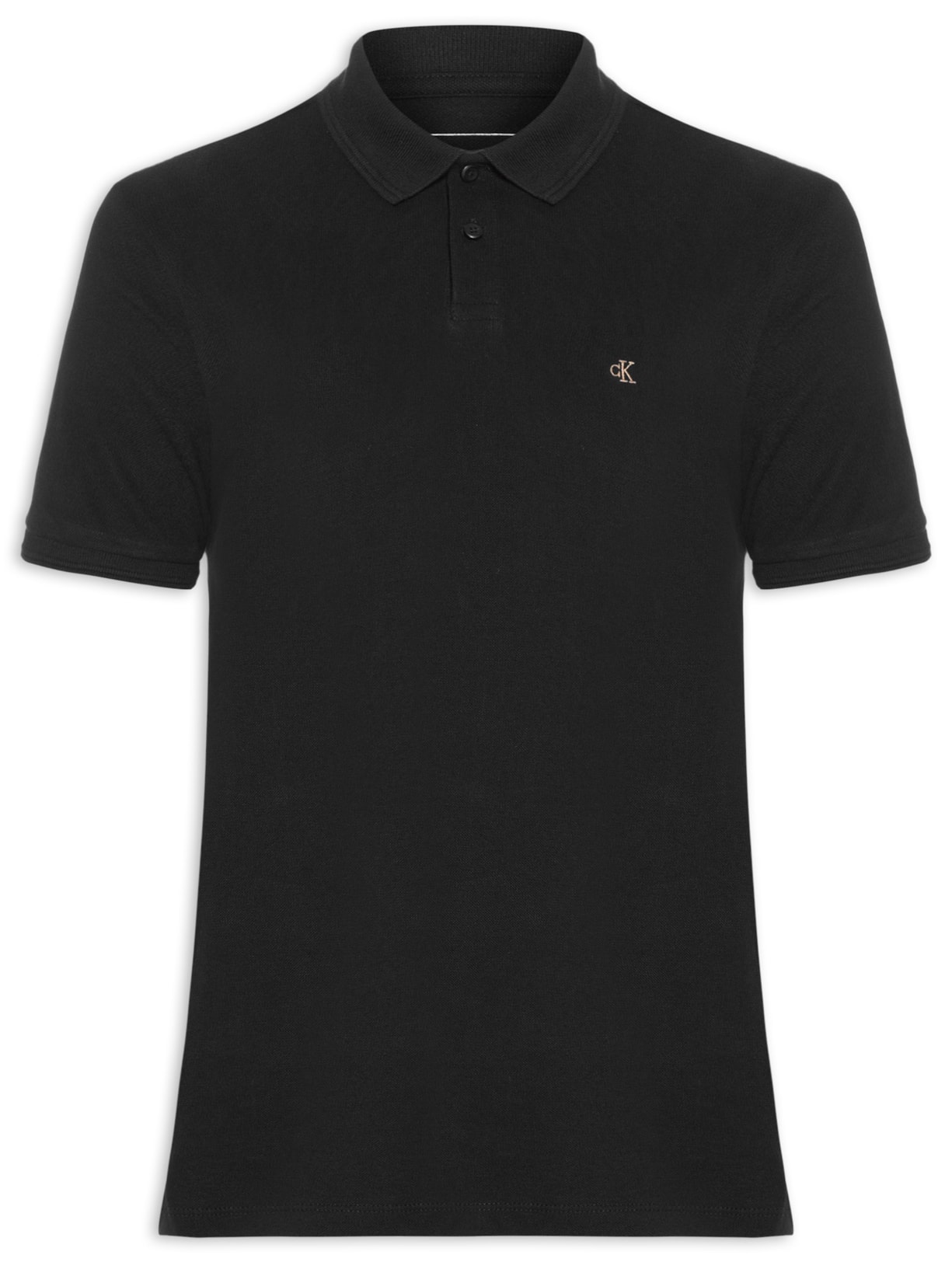 Polo Masculina Manga Curta Logo Bordado - Preto