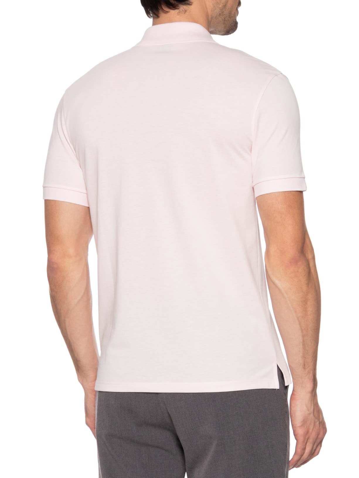 Polo Masculina Manga Curta Logo Bordado Rosa Boss