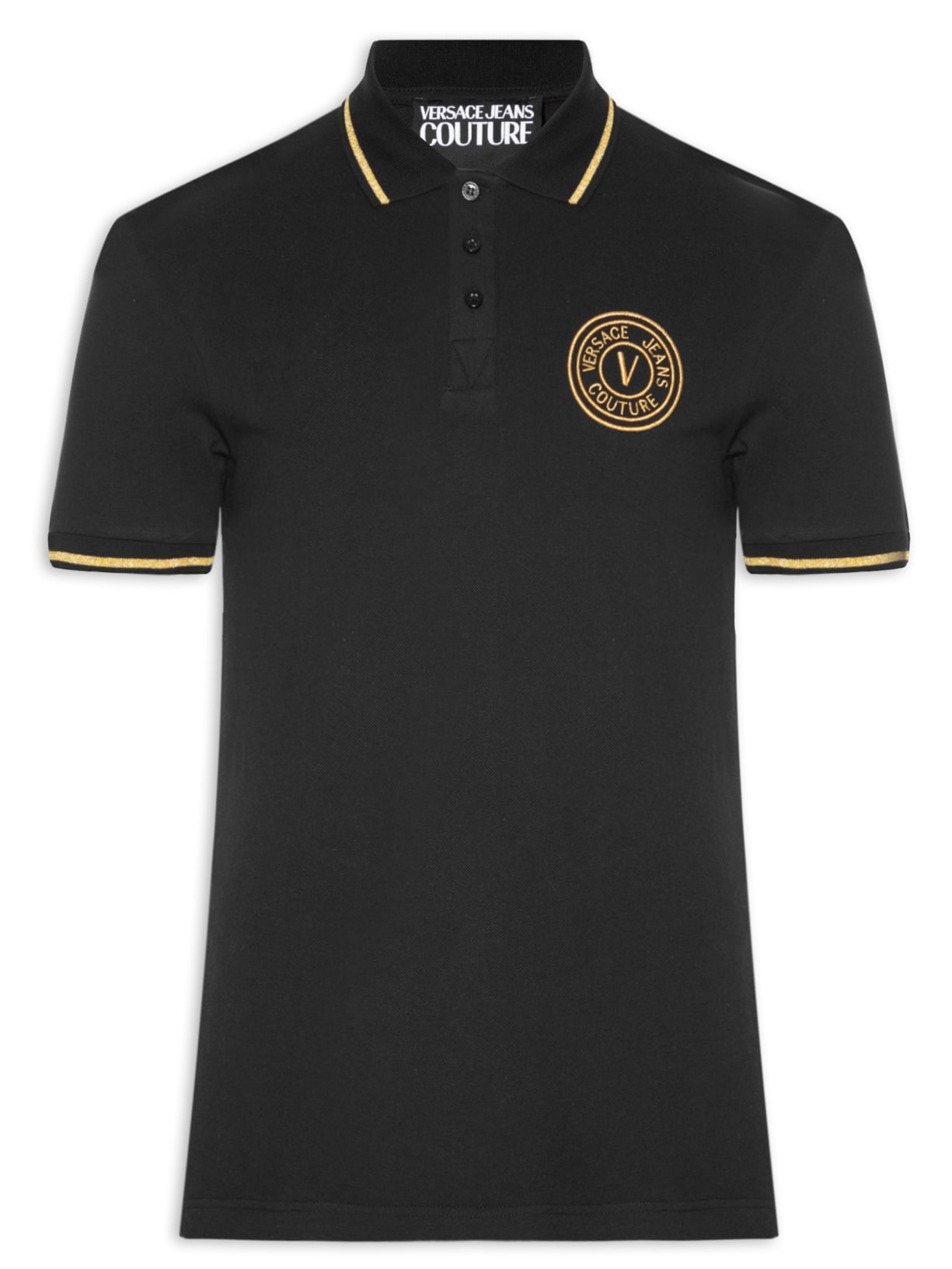 Polo Masculina Manga Curta Logo Foil - Preto