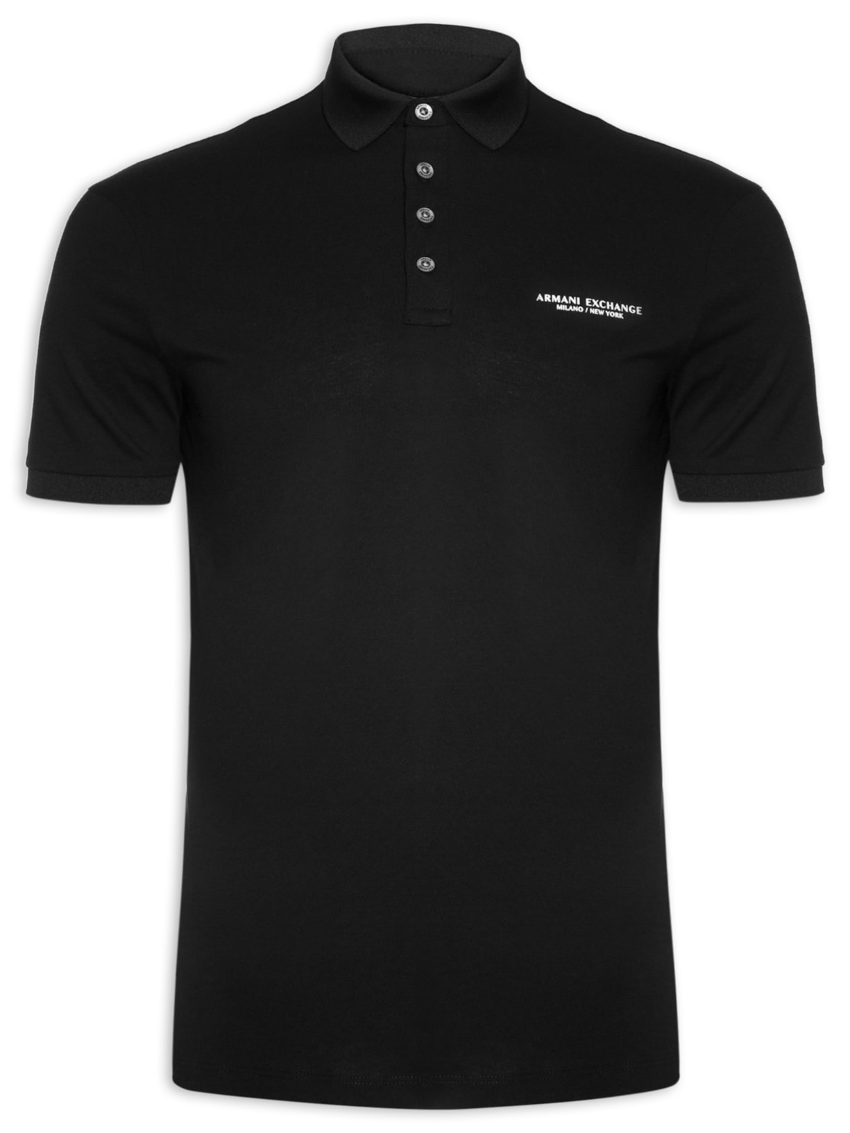 Polo Masculina Manga Curta Logo - Preto