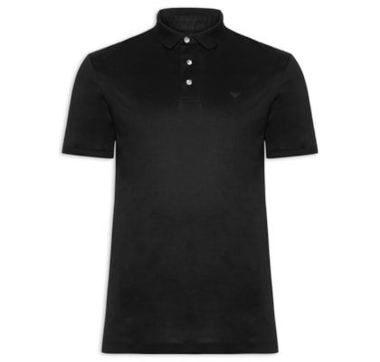 Polo Masculina Manga Curta Logo - Preto