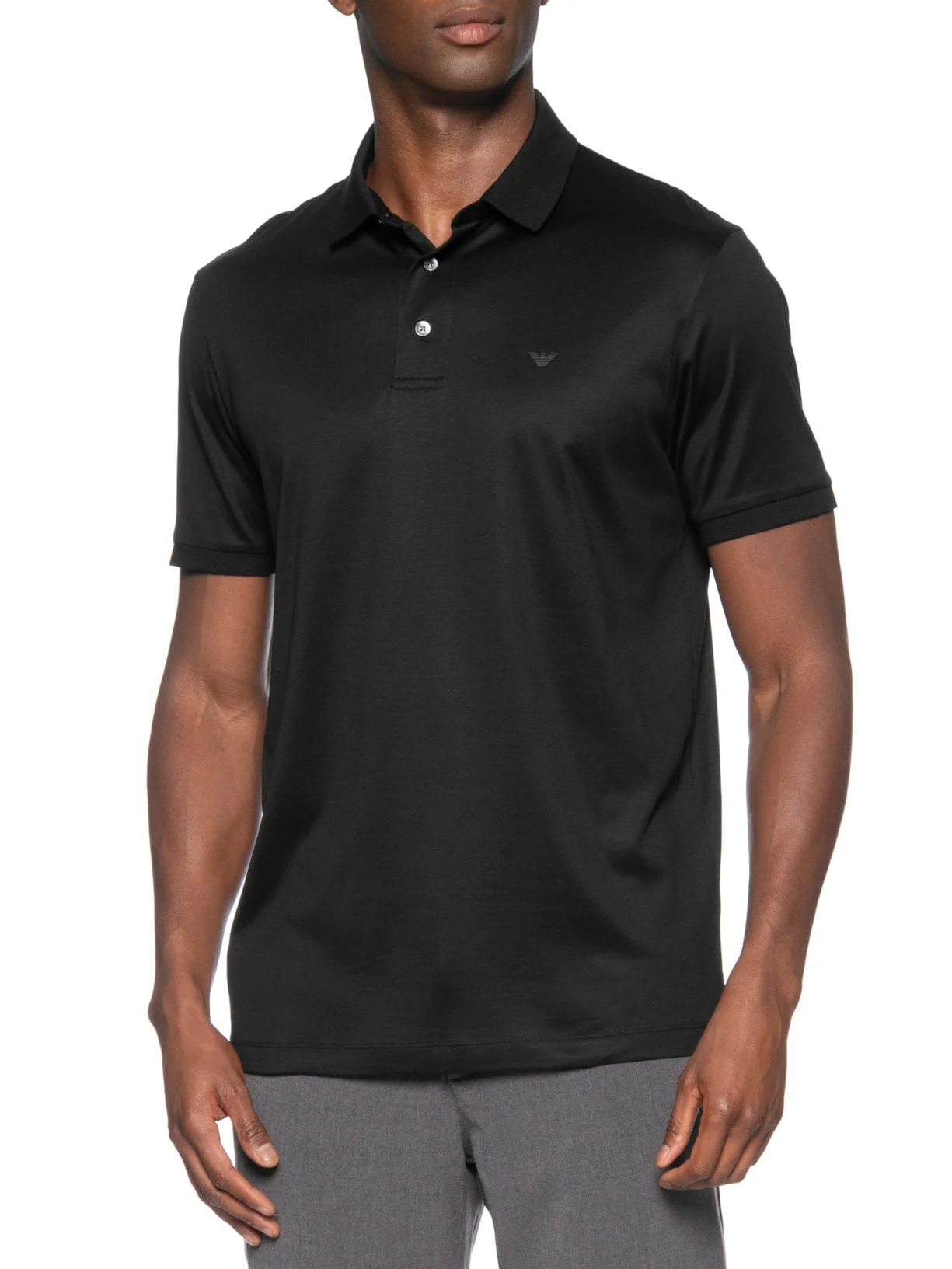 Polo Masculina Manga Curta Logo Preto Emporio Armani