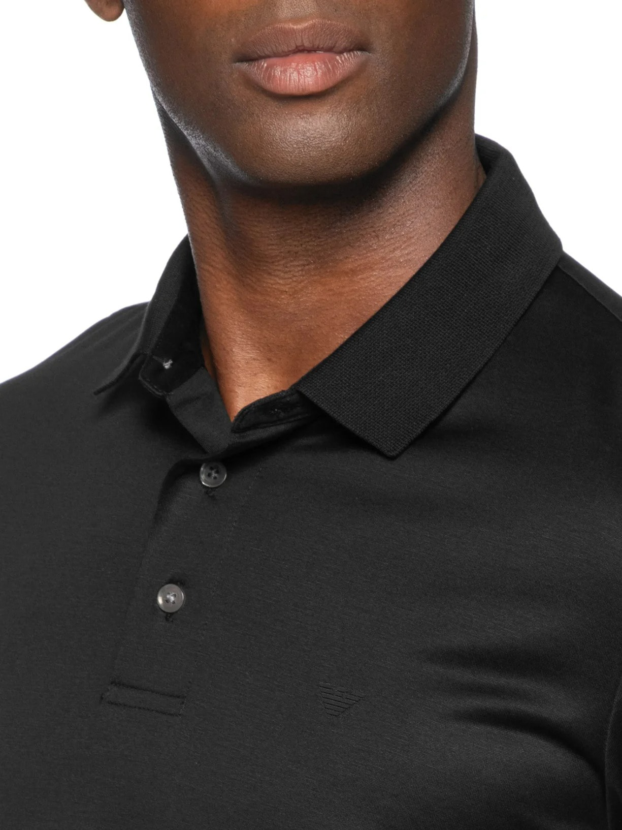 Polo Masculina Manga Curta Logo Preto Emporio Armani