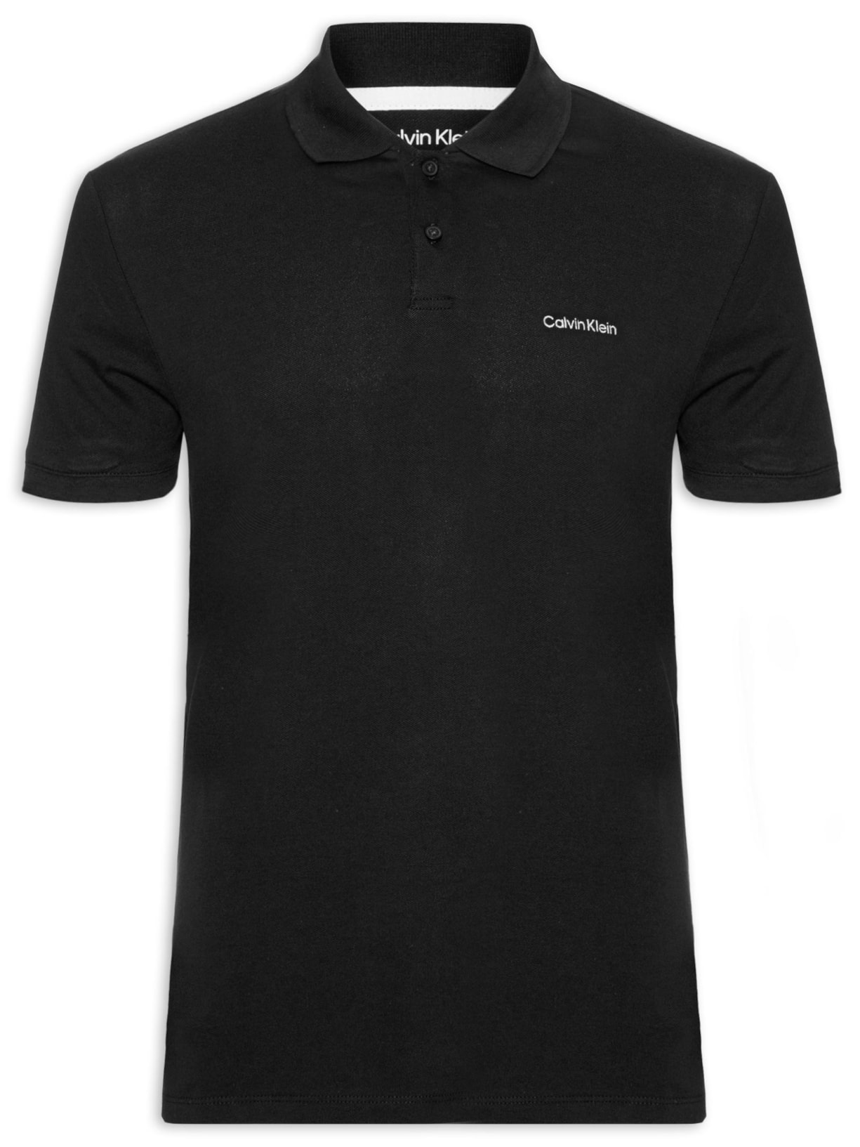 Polo Masculina Manga Curta Logo Silver Jersey - Preto