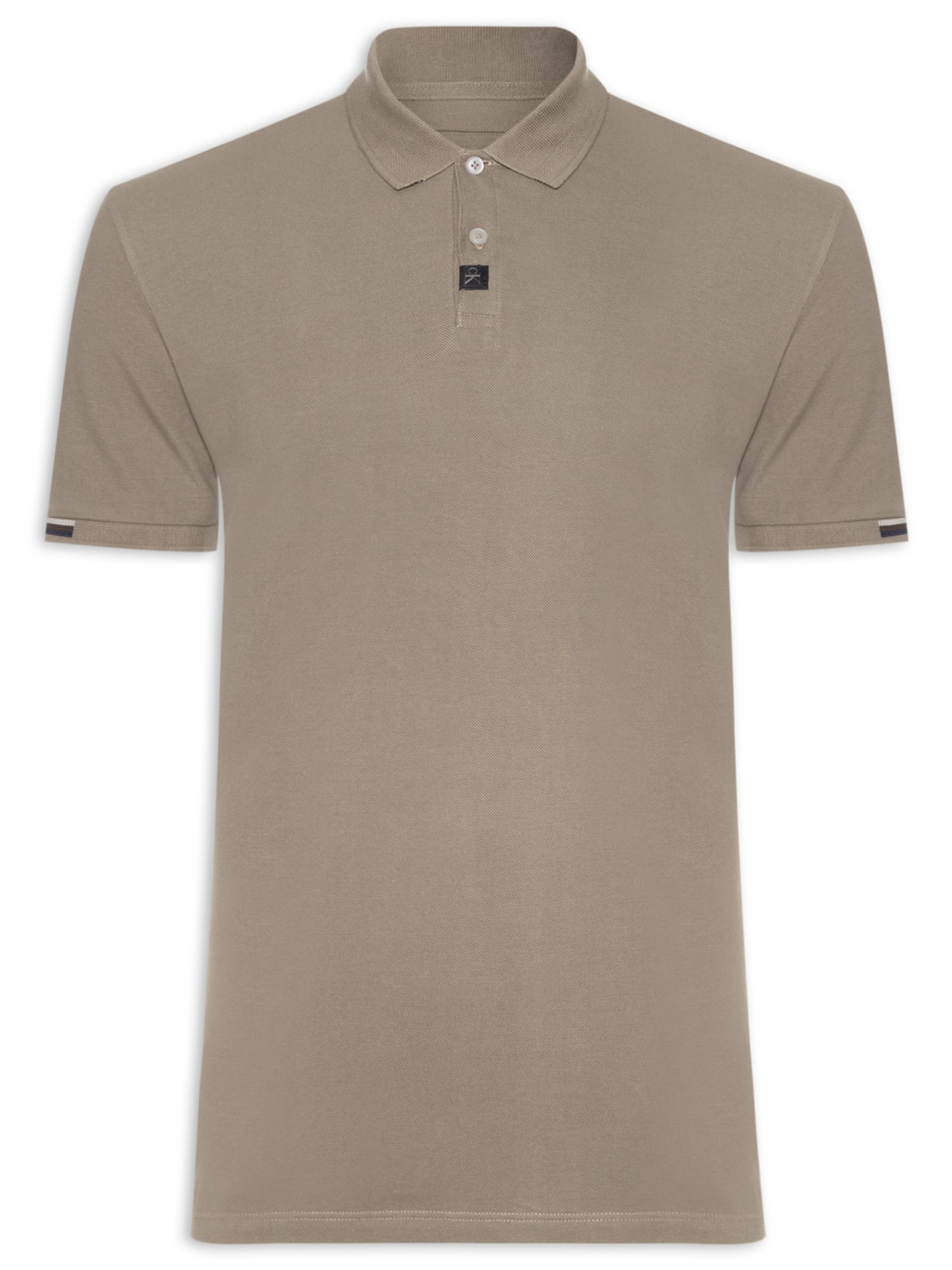 Polo Masculina Manga Curta Meio Friso - Bege