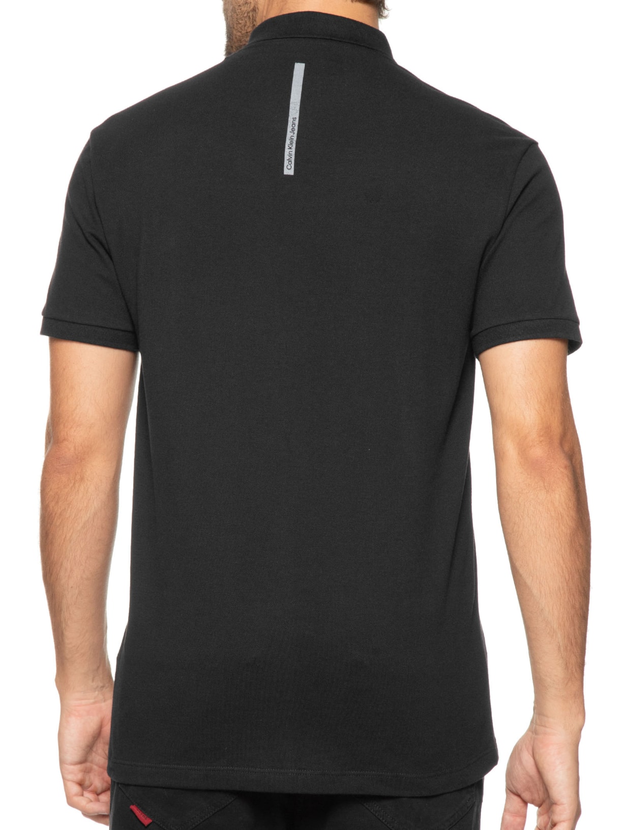 Polo Masculina Manga Curta Omega Preto Calvin Klein Jeans