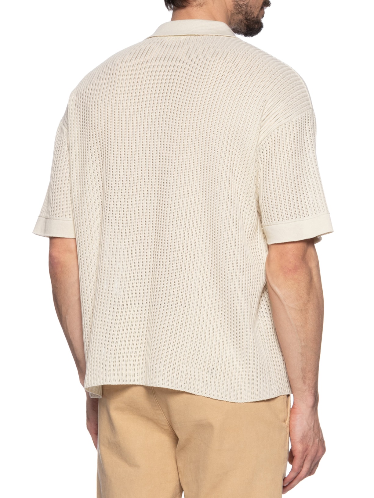 Pólo Masculina Manga Curta Over Tricot Bege Osklen